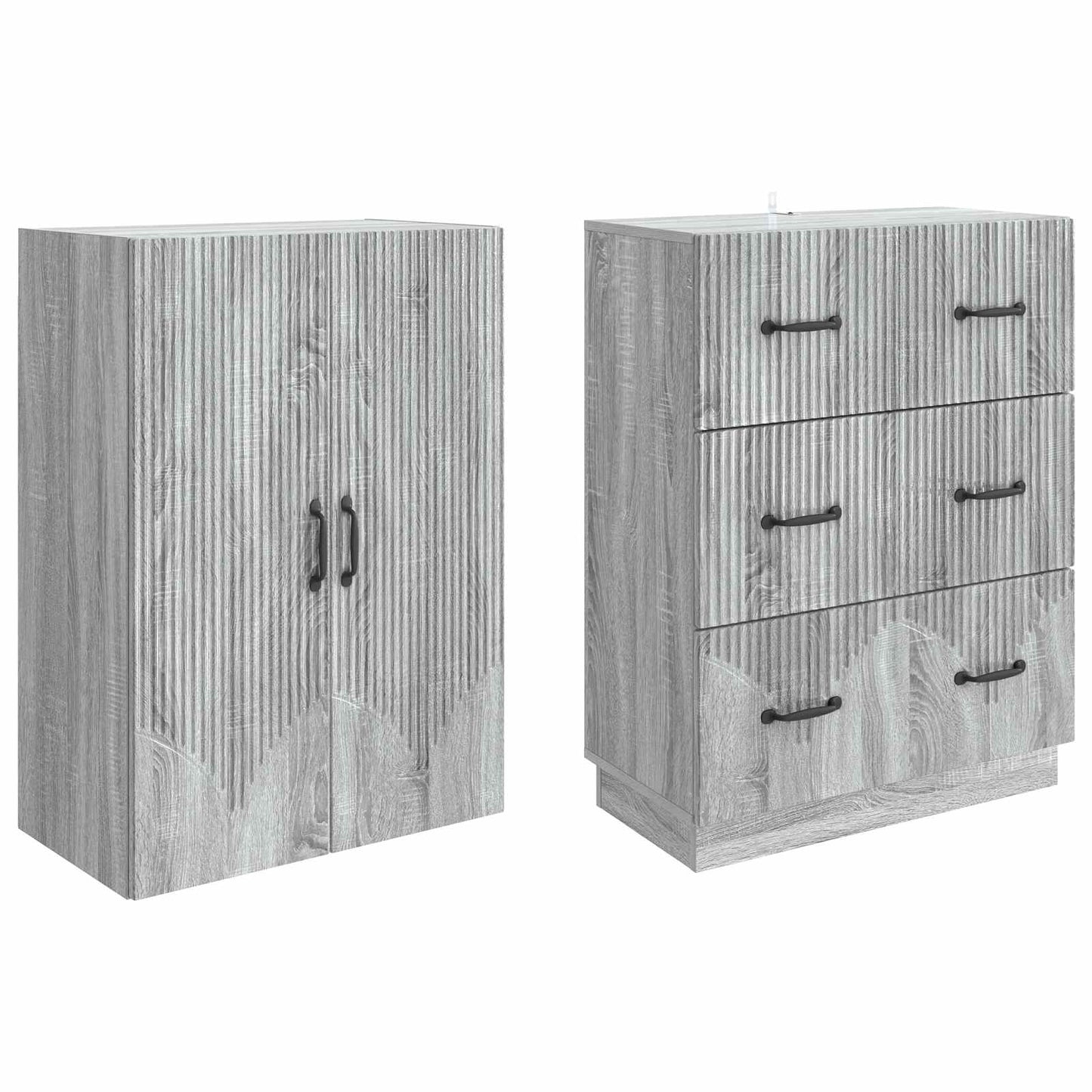 Cabinet Set 2 pcs 66 x 34.5 x 87 cm Engineered Wood Grey Sonoma