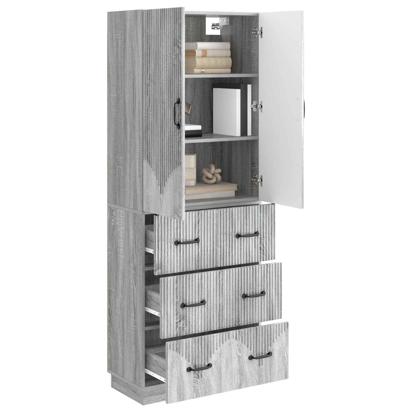 Cabinet Set 2 pcs 66 x 34.5 x 87 cm Engineered Wood Grey Sonoma
