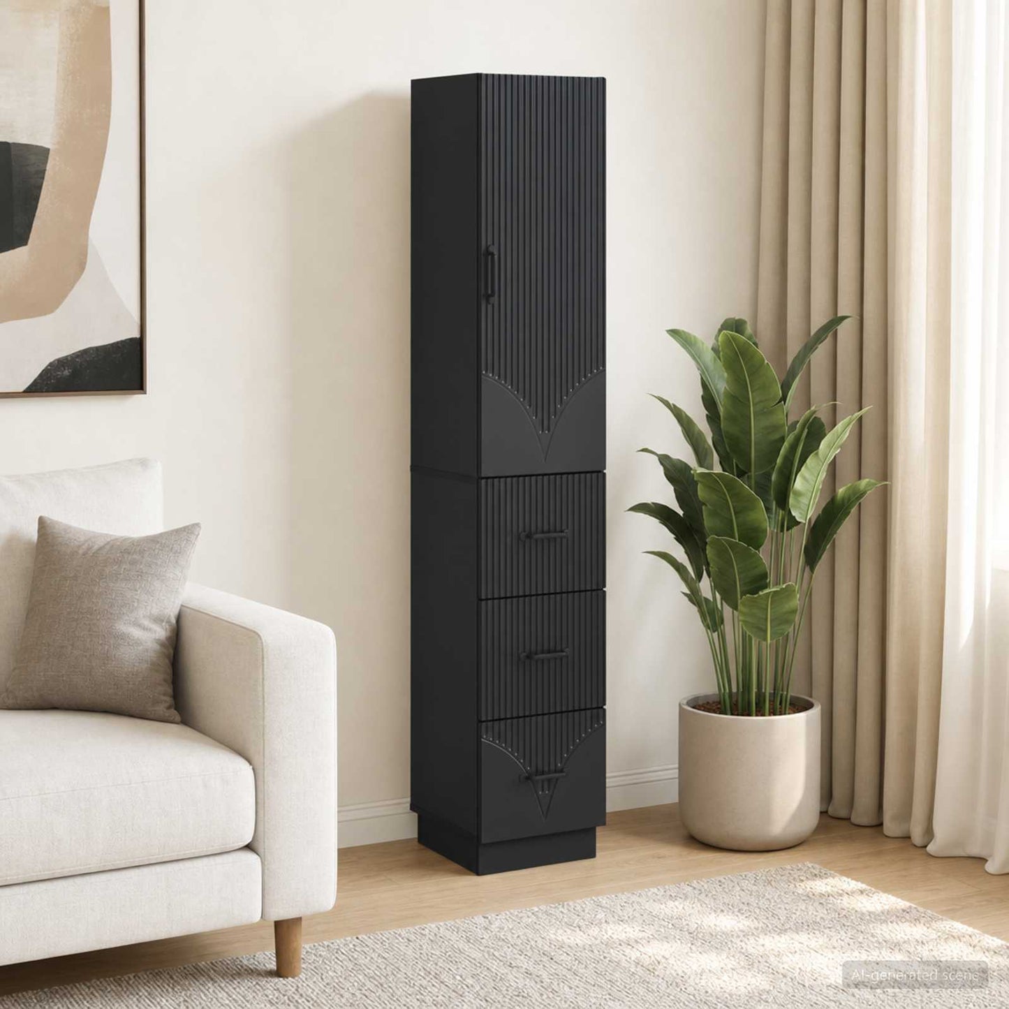 Cabinet Set 2 pcs Black 33 x 34.5 x 87 cm Engineered Wood