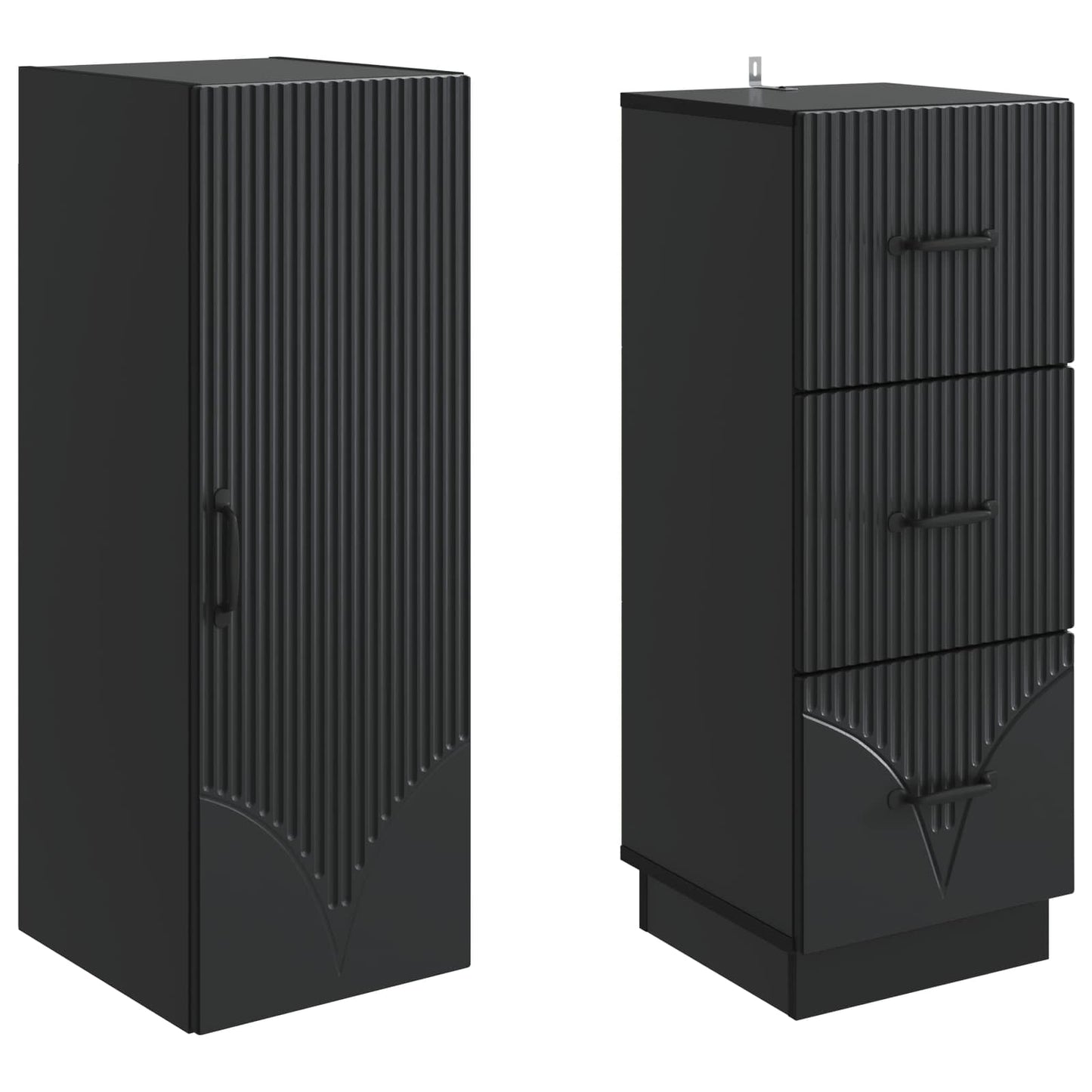 Cabinet Set 2 pcs Black 33 x 34.5 x 87 cm Engineered Wood
