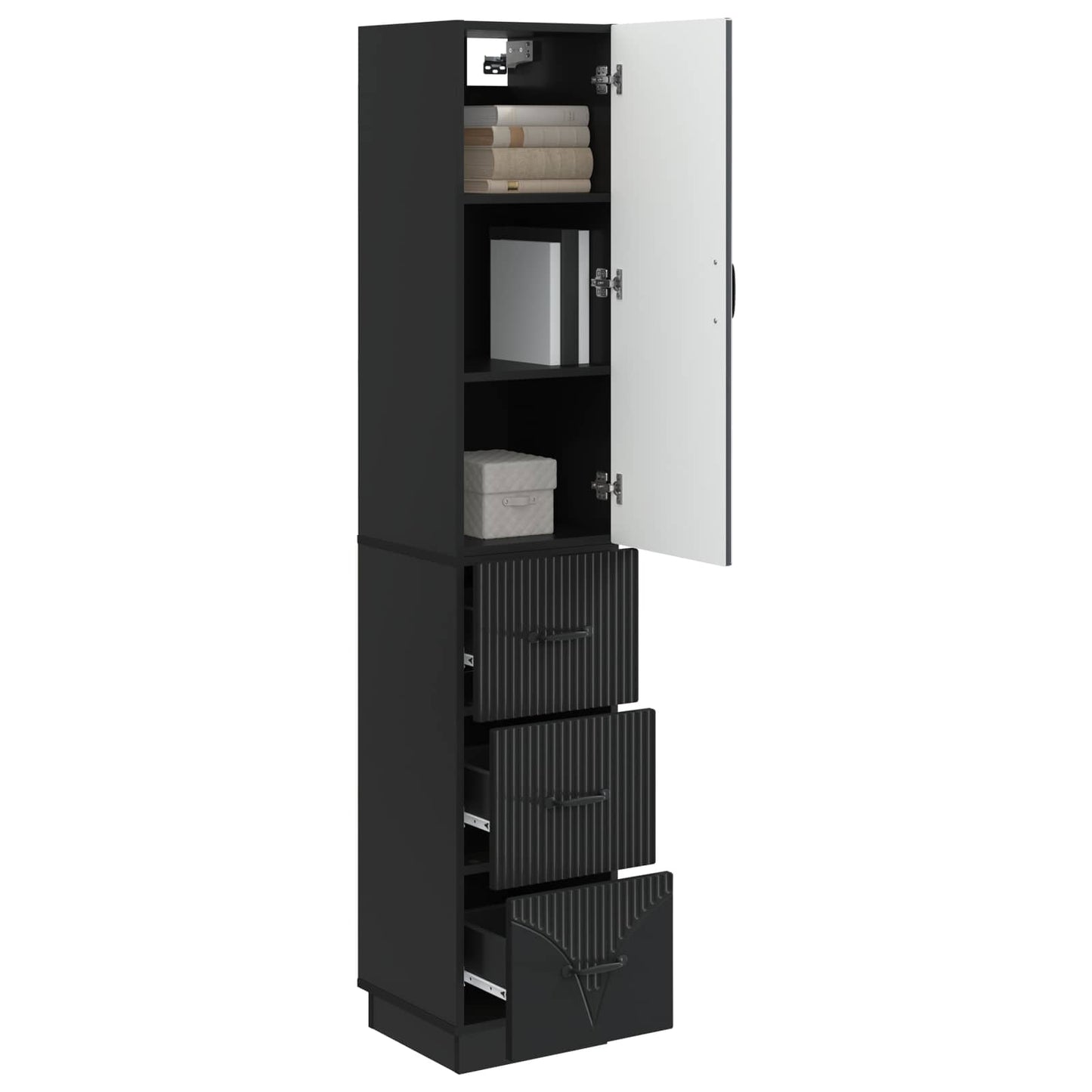Cabinet Set 2 pcs Black 33 x 34.5 x 87 cm Engineered Wood