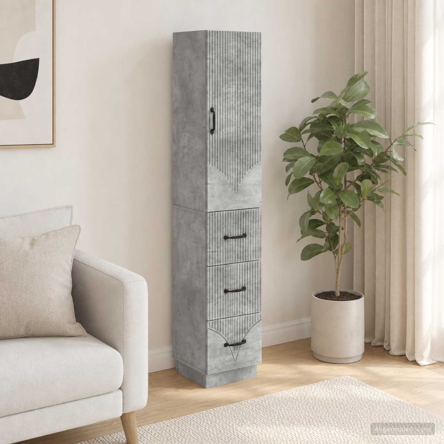 Cabinet Set 2 pcs Concrete Grey 33 x 34.5 x 87 cm
