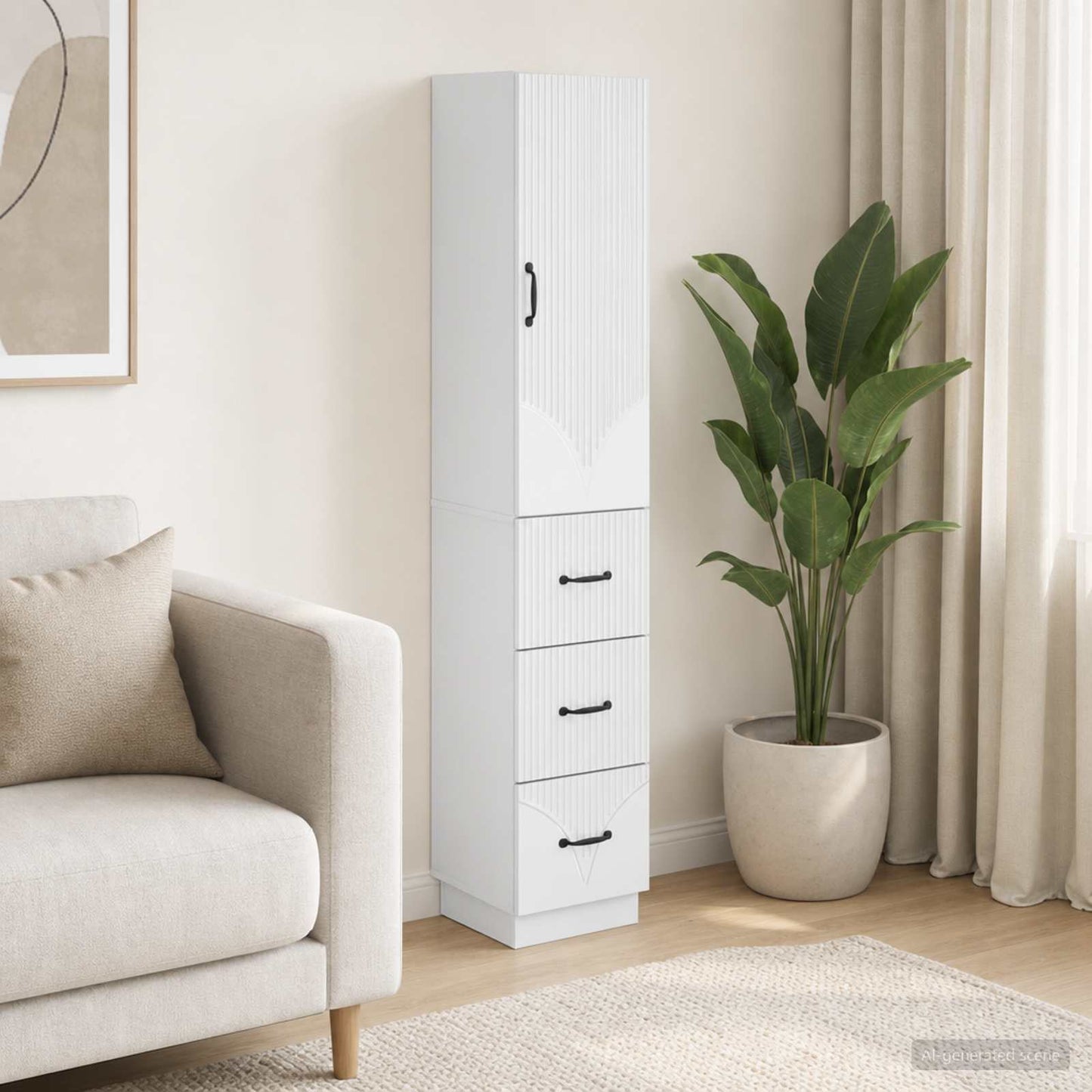 Cabinet Set 2 pcs High Gloss White 33 x 34.5 x 87 cm