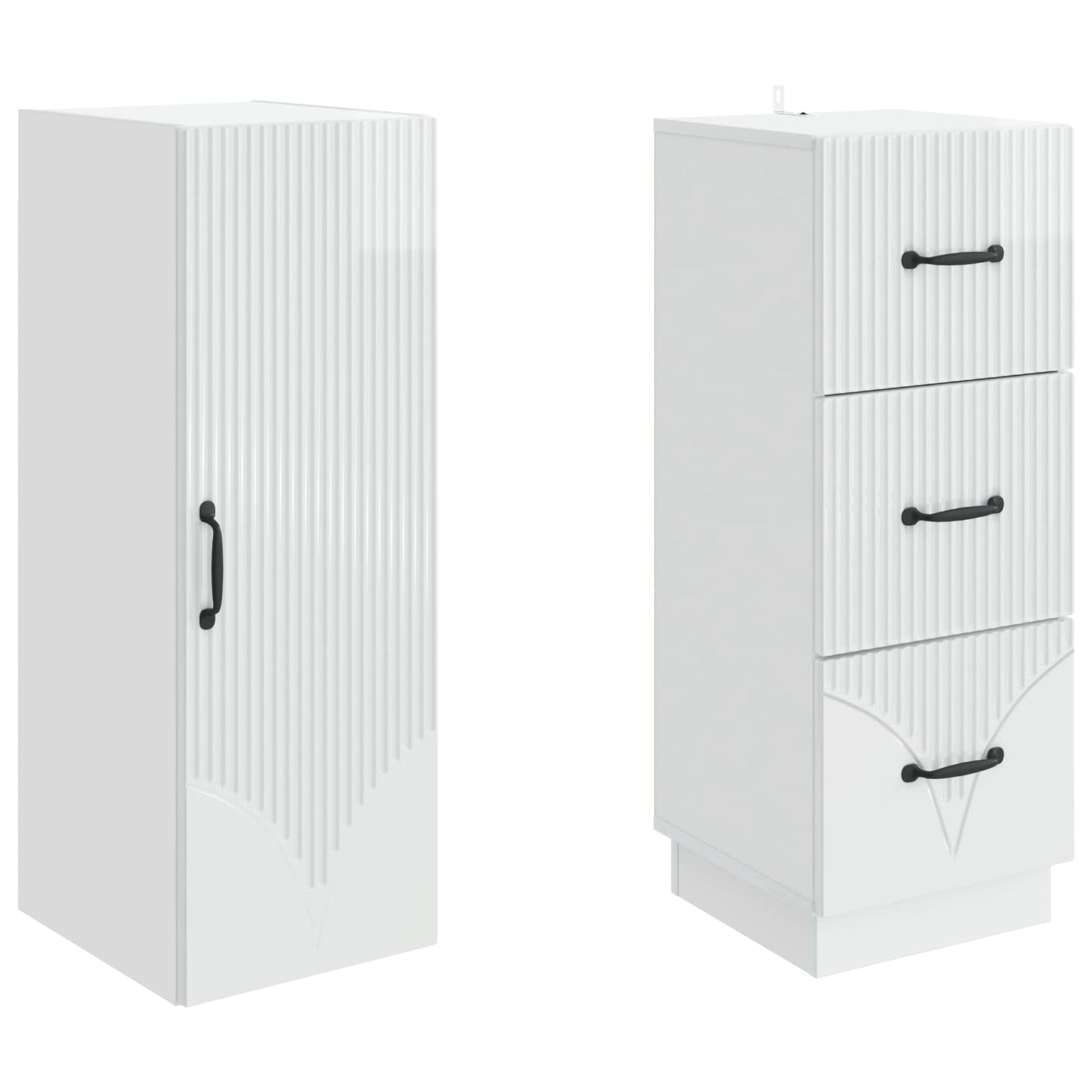Cabinet Set 2 pcs High Gloss White 33 x 34.5 x 87 cm