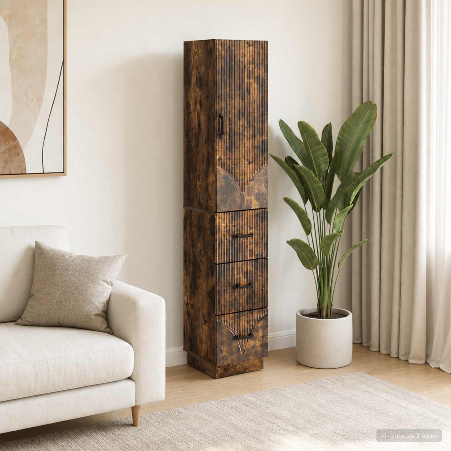 Cabinet Set 2 pcs Smoked Oak 33 x 34.5 x 87 cm Engineered Wood