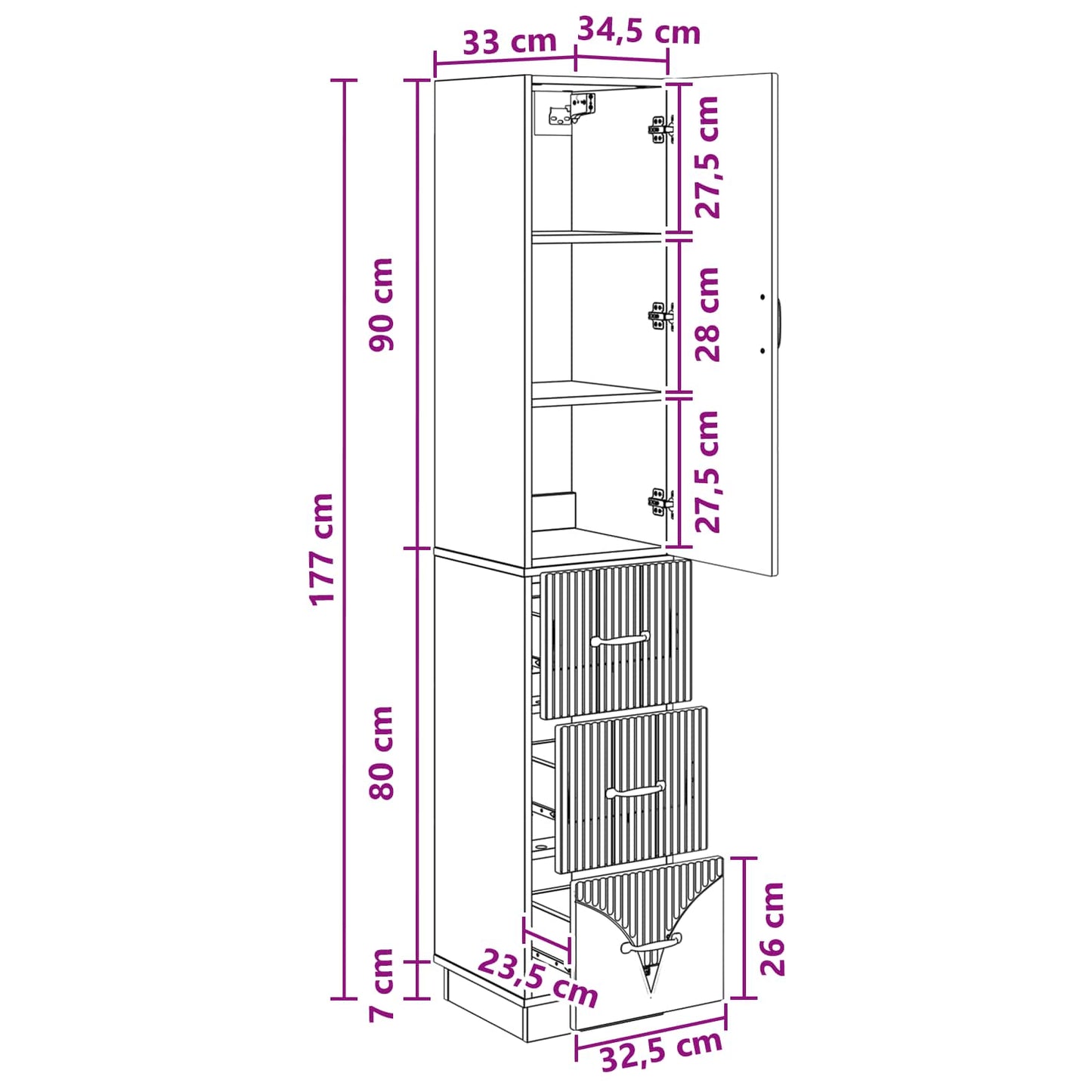 Cabinet Set 2 pcs 33 x 34.5 x 87 cm Engineered Wood Smoked Oak