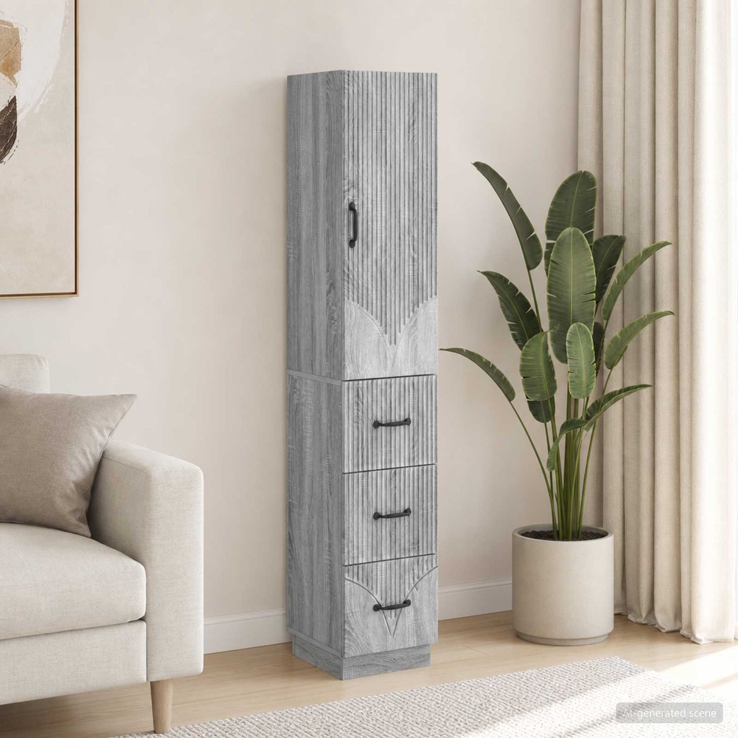 Cabinet Set 2 pcs Grey Sonoma 33 x 34.5 x 87 cm Engineered Wood
