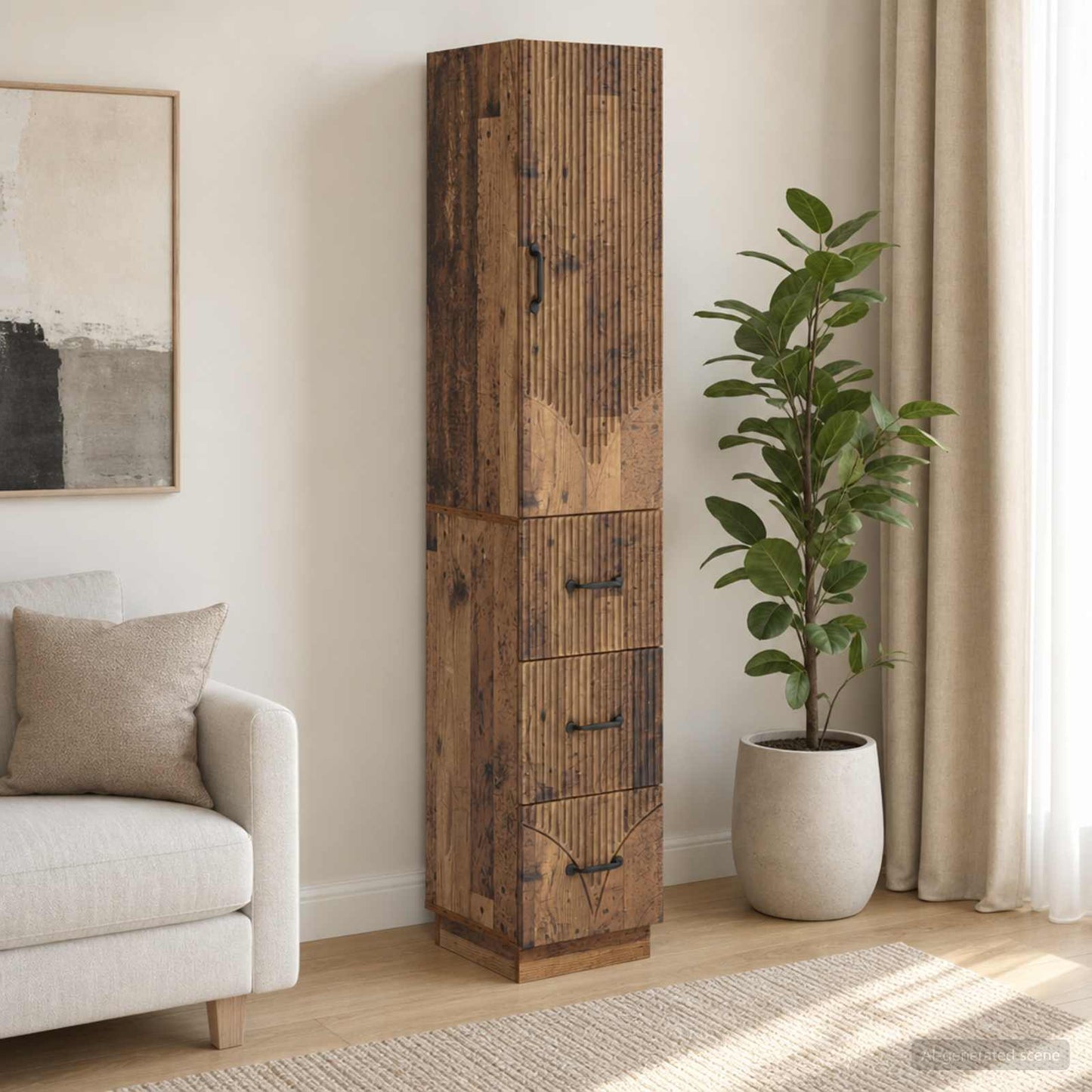 Cabinet Set 2 pcs Old Wood 33 x 34.5 x 87 cm Engineered Wood