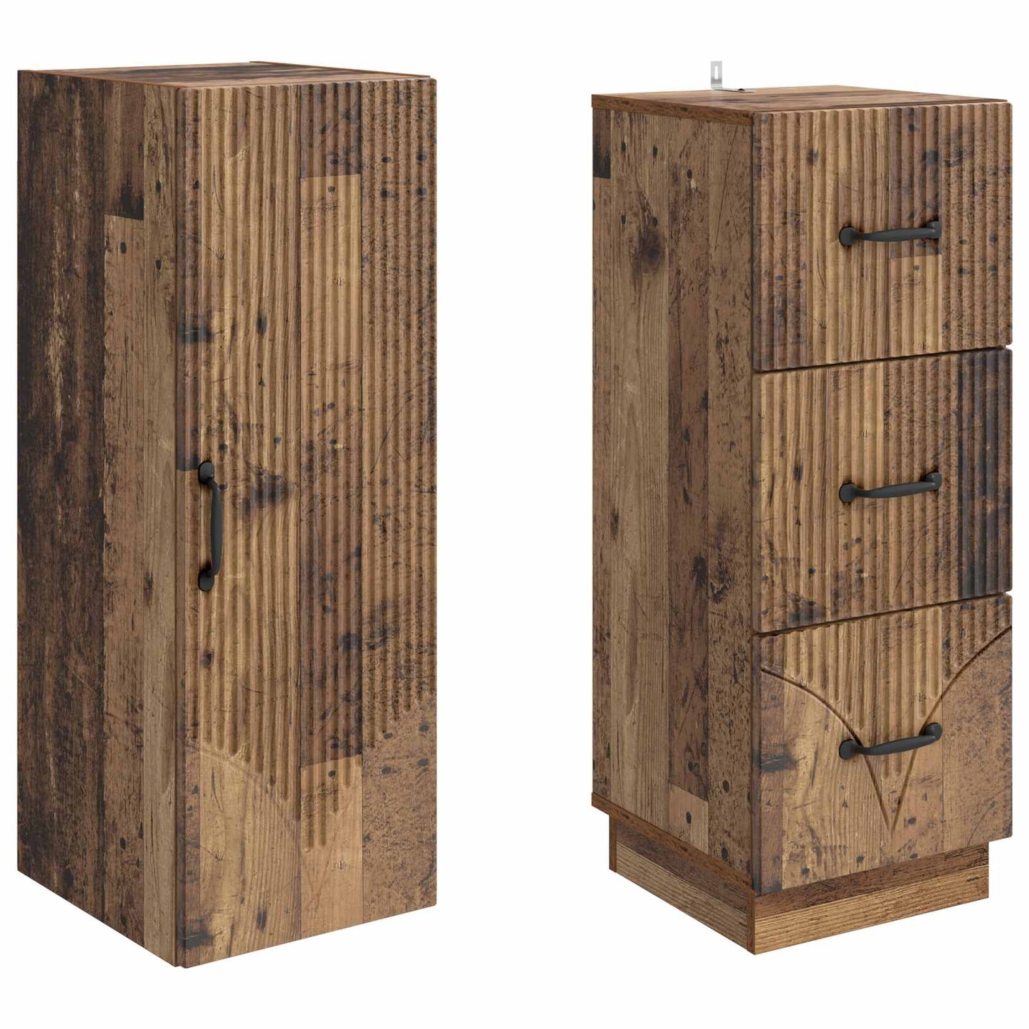 Cabinet Set 2 pcs Old Wood 33 x 34.5 x 87 cm Engineered Wood
