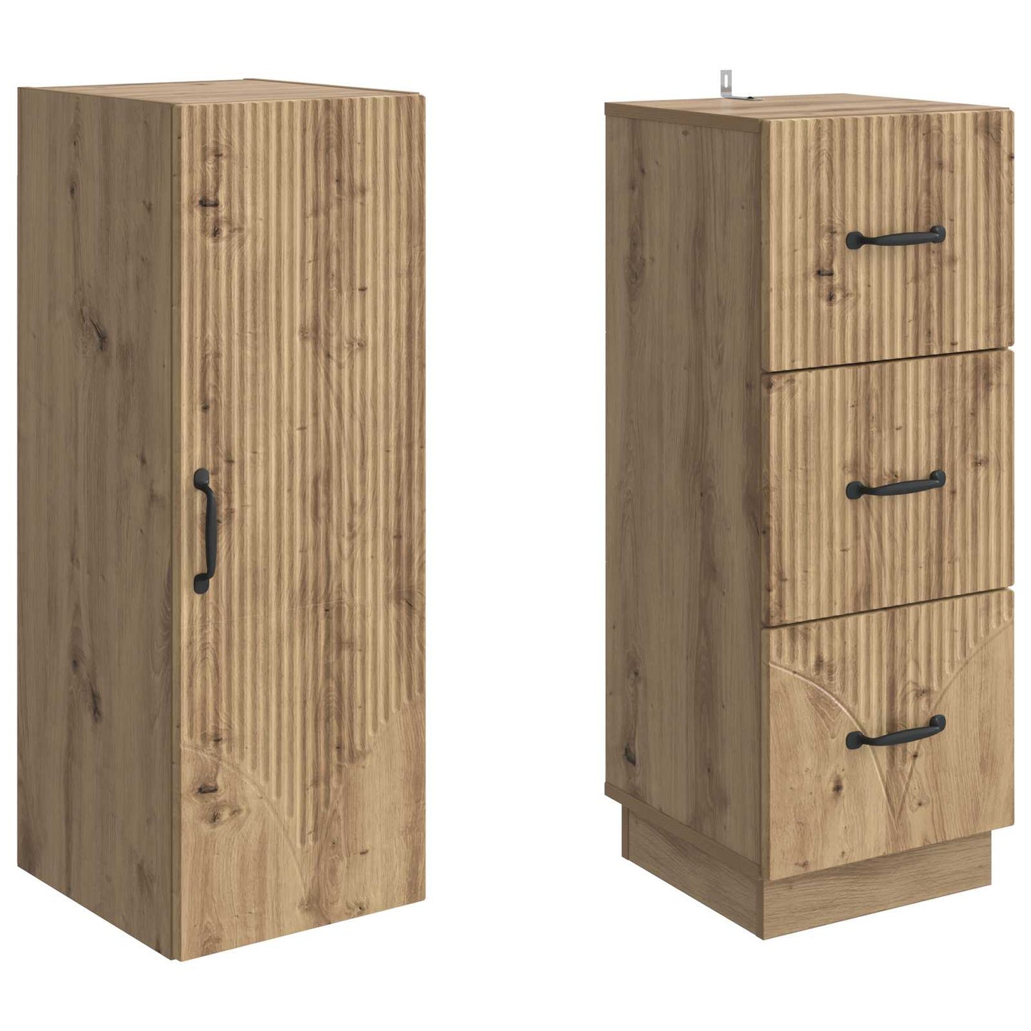 Cabinet Set 2 pcs 33 x 34.5 x 87 cm Engineered Wood Artisan Oak