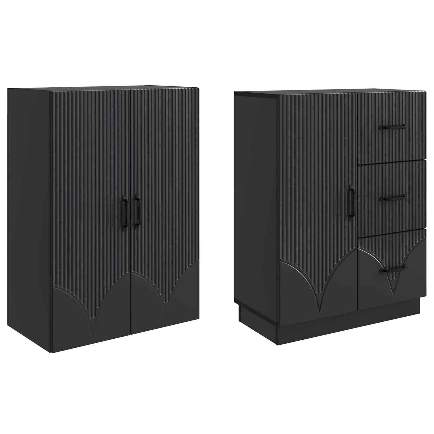 Cabinet Set 2 pcs Black Engineered Wood