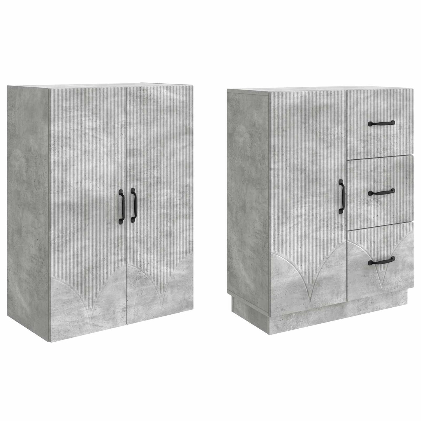 Cabinet Set 2 pcs Concrete Grey Engineered Wood