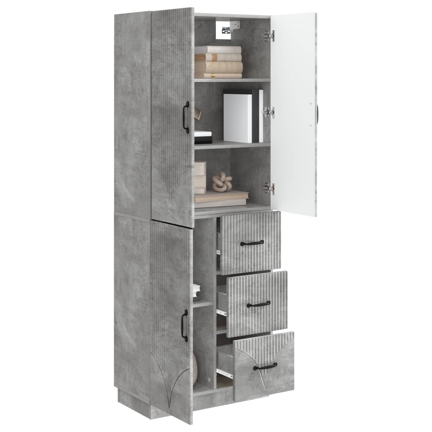 Cabinet Set 2 pcs Concrete Grey Engineered Wood