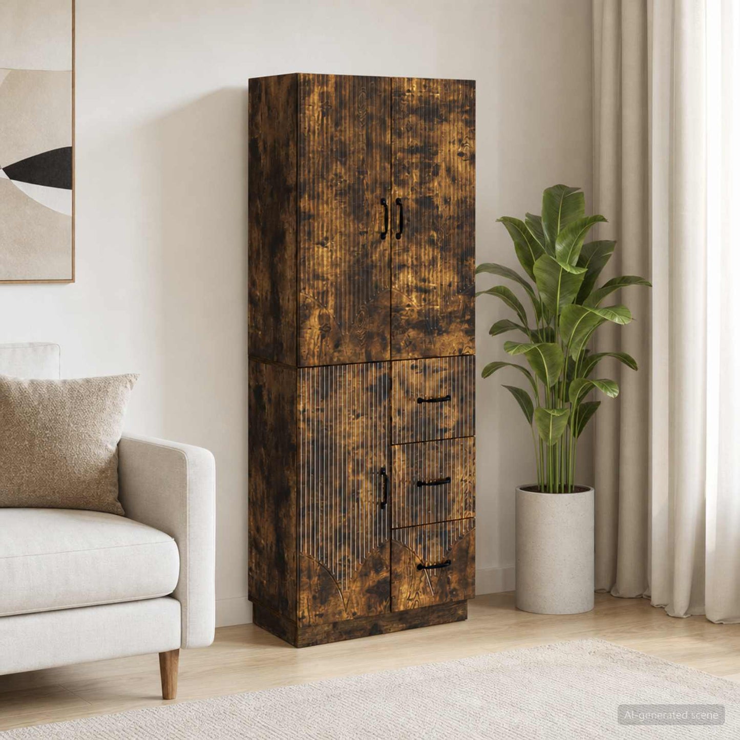Cabinet Set 2 pcs Smoked Oak Engineered Wood