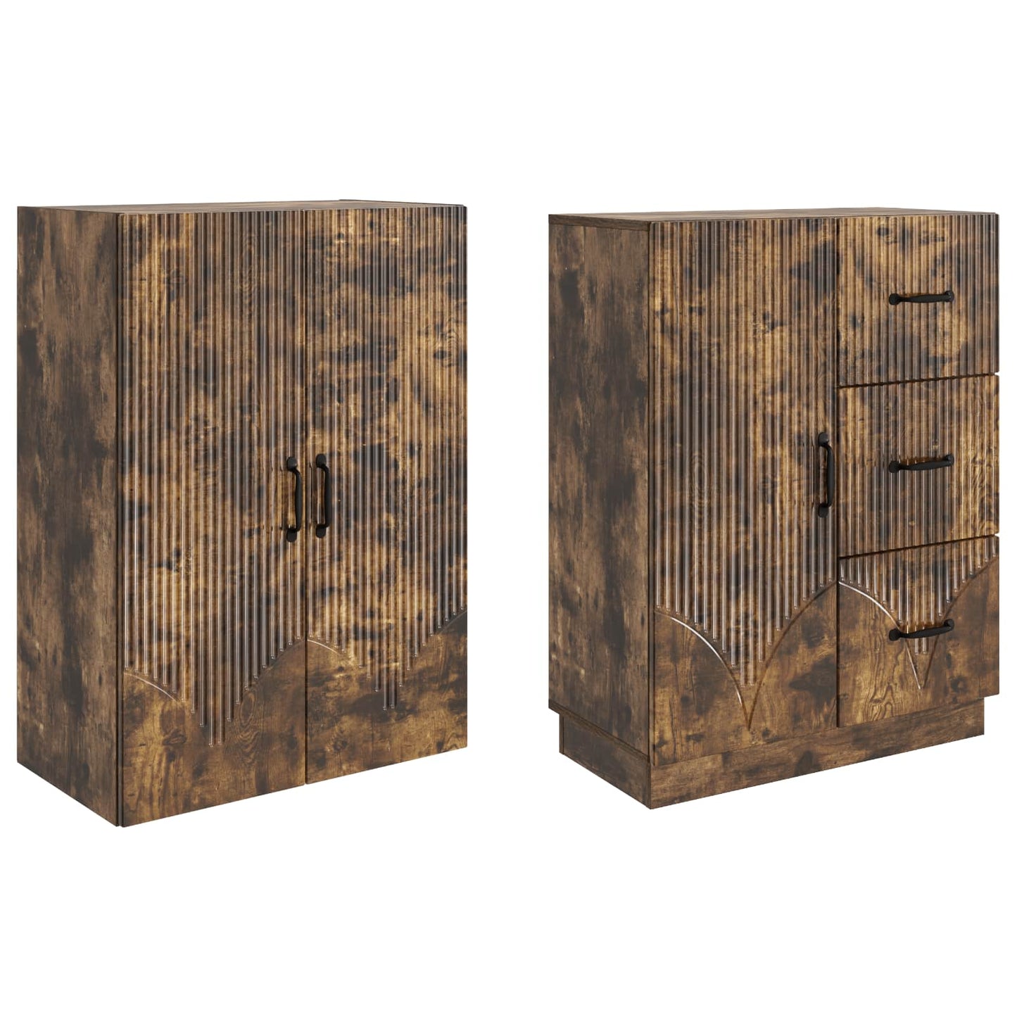 Cabinet Set 2 pcs Smoked Oak Engineered Wood