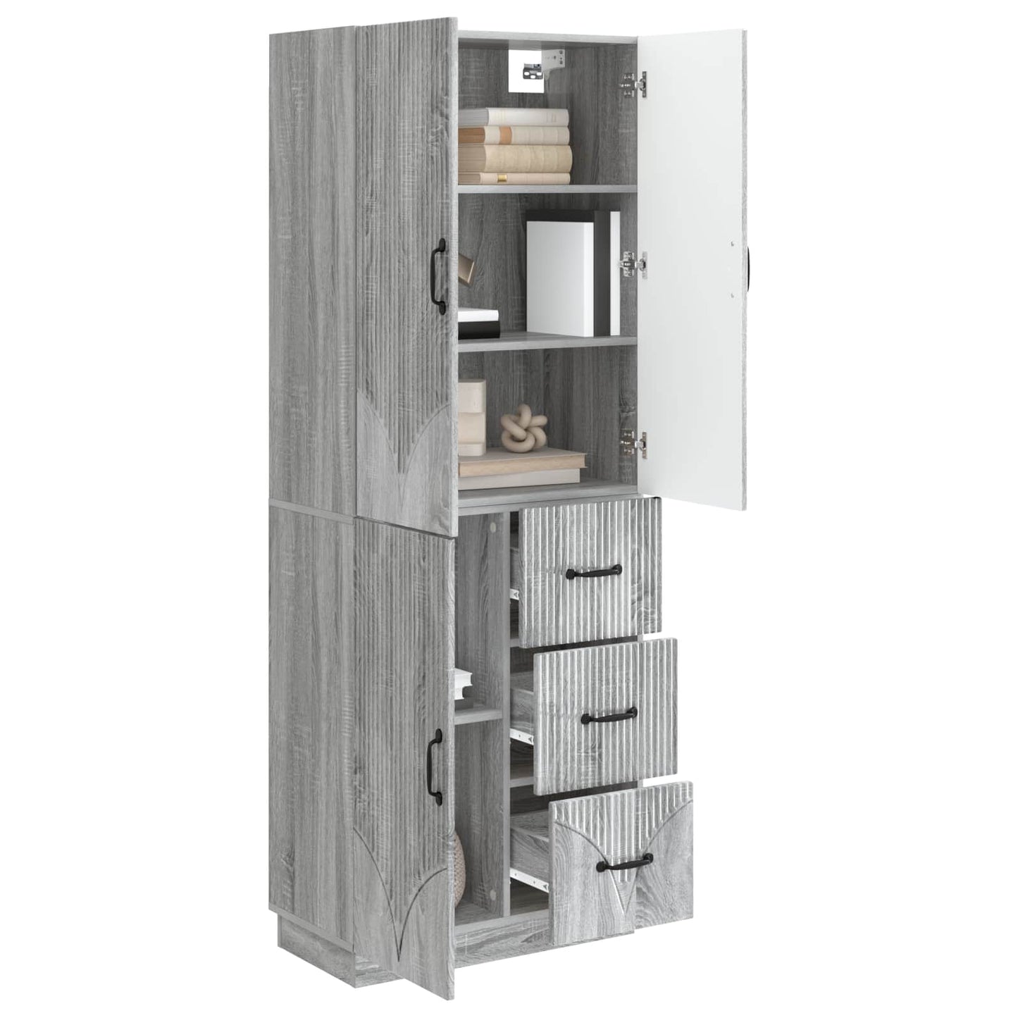 Cabinet Set 2 pcs Grey Sonoma Engineered Wood