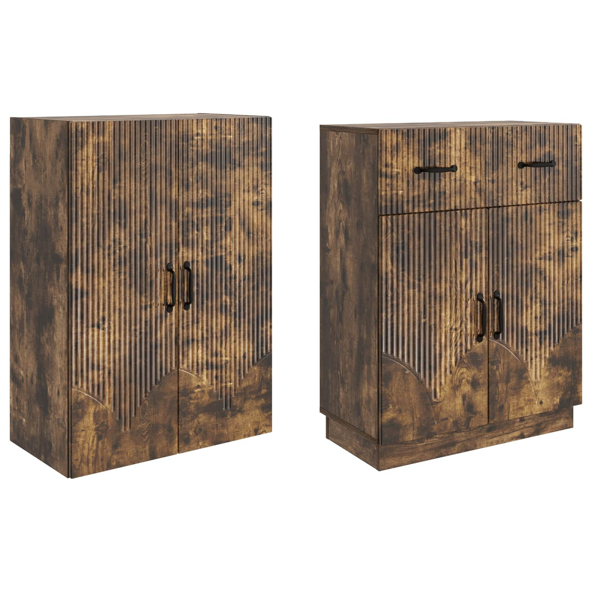 Cabinet Set 2 pcs Smoked Oak Engineered Wood