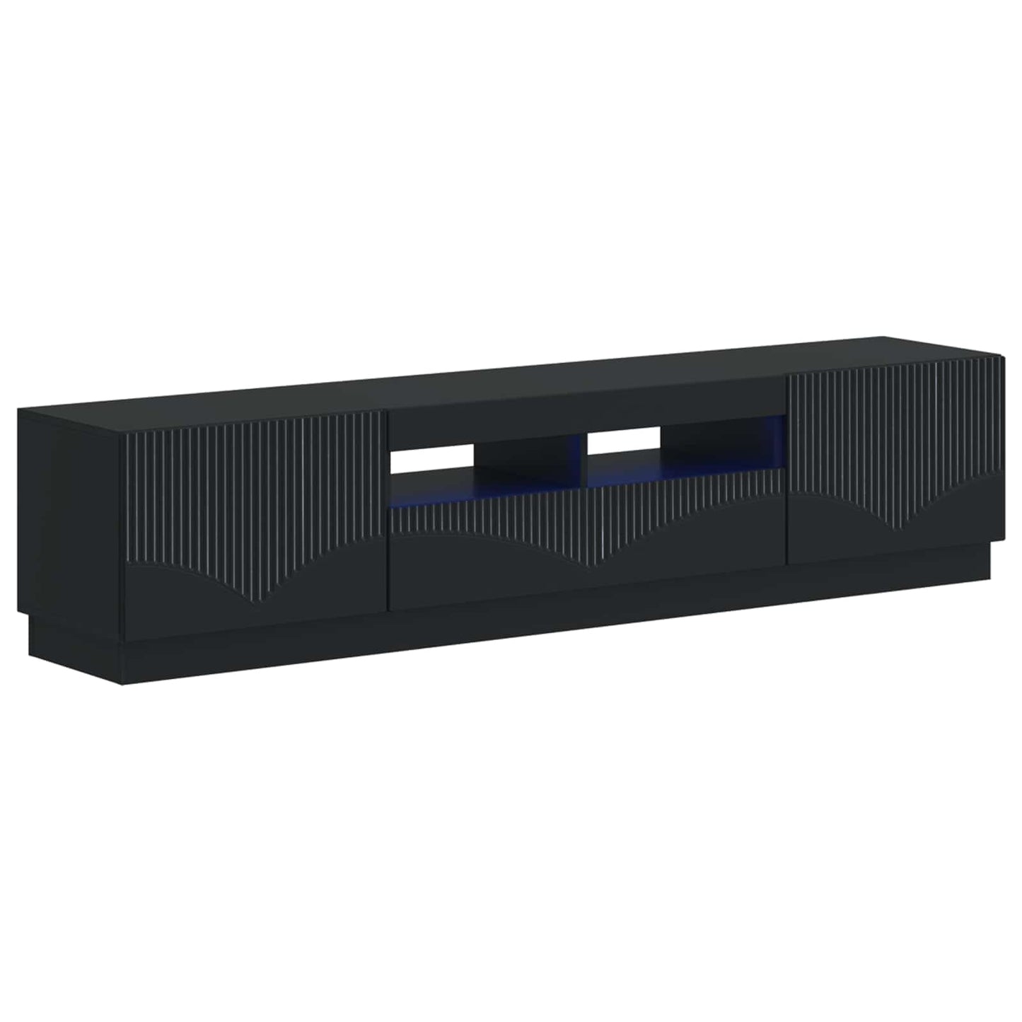 5 Piece LED TV Cabinet Black Engineered Wood