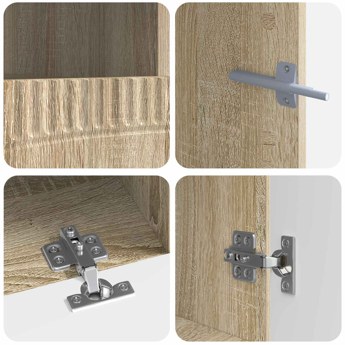LED TV Cabinet HOORN 3 pcs Sonoma Oak Engineered Wood