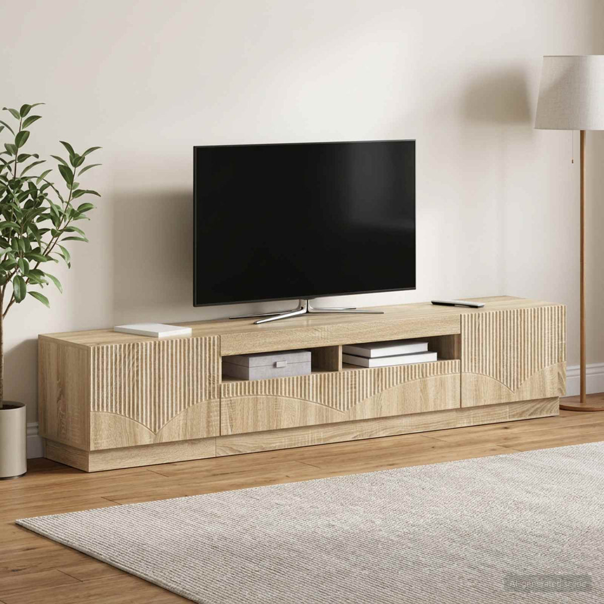 LED TV Cabinet HOORN 3 pcs Sonoma Oak Engineered Wood