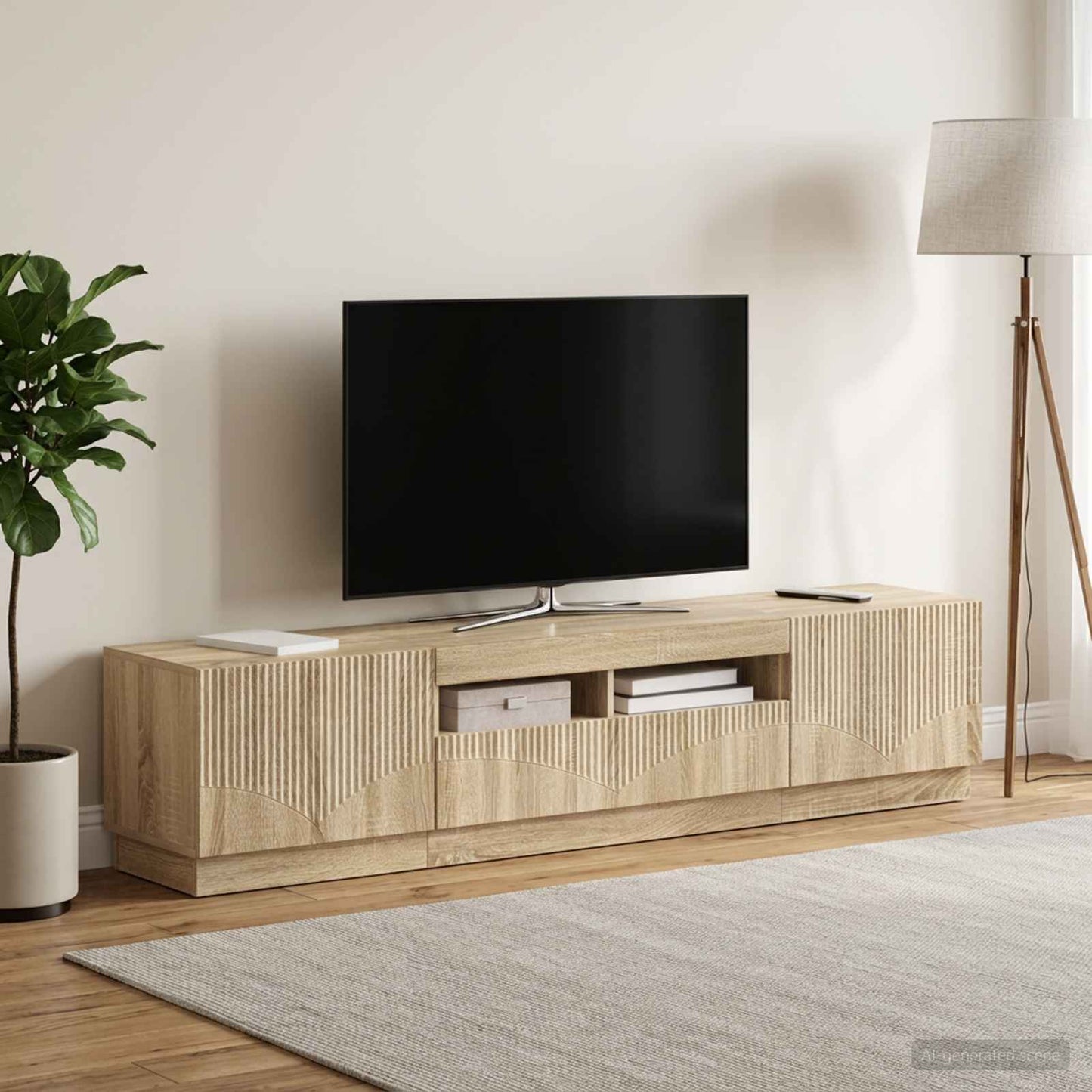 5 Piece LED TV Cabinet Sonoma Oak Engineered Wood