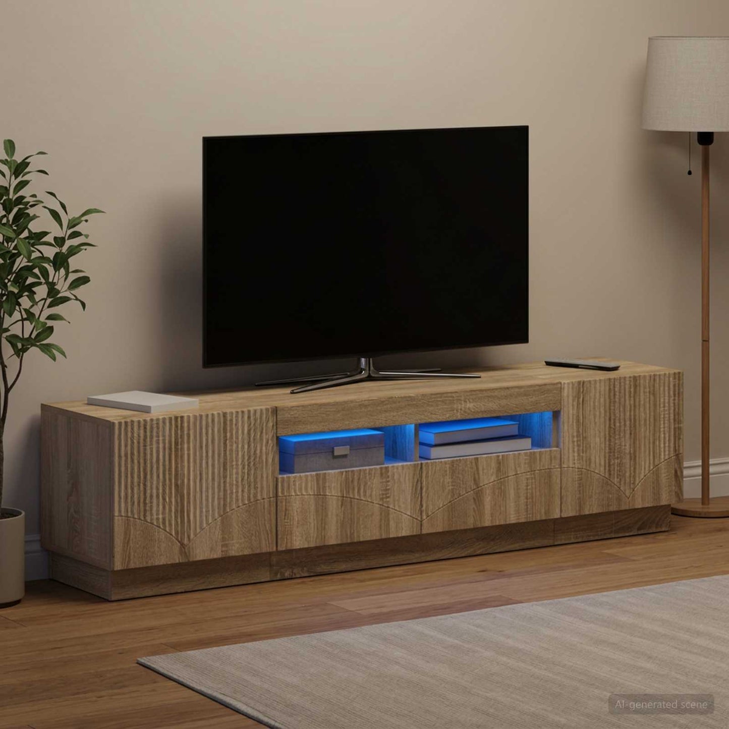 5 Piece LED TV Cabinet Sonoma Oak Engineered Wood
