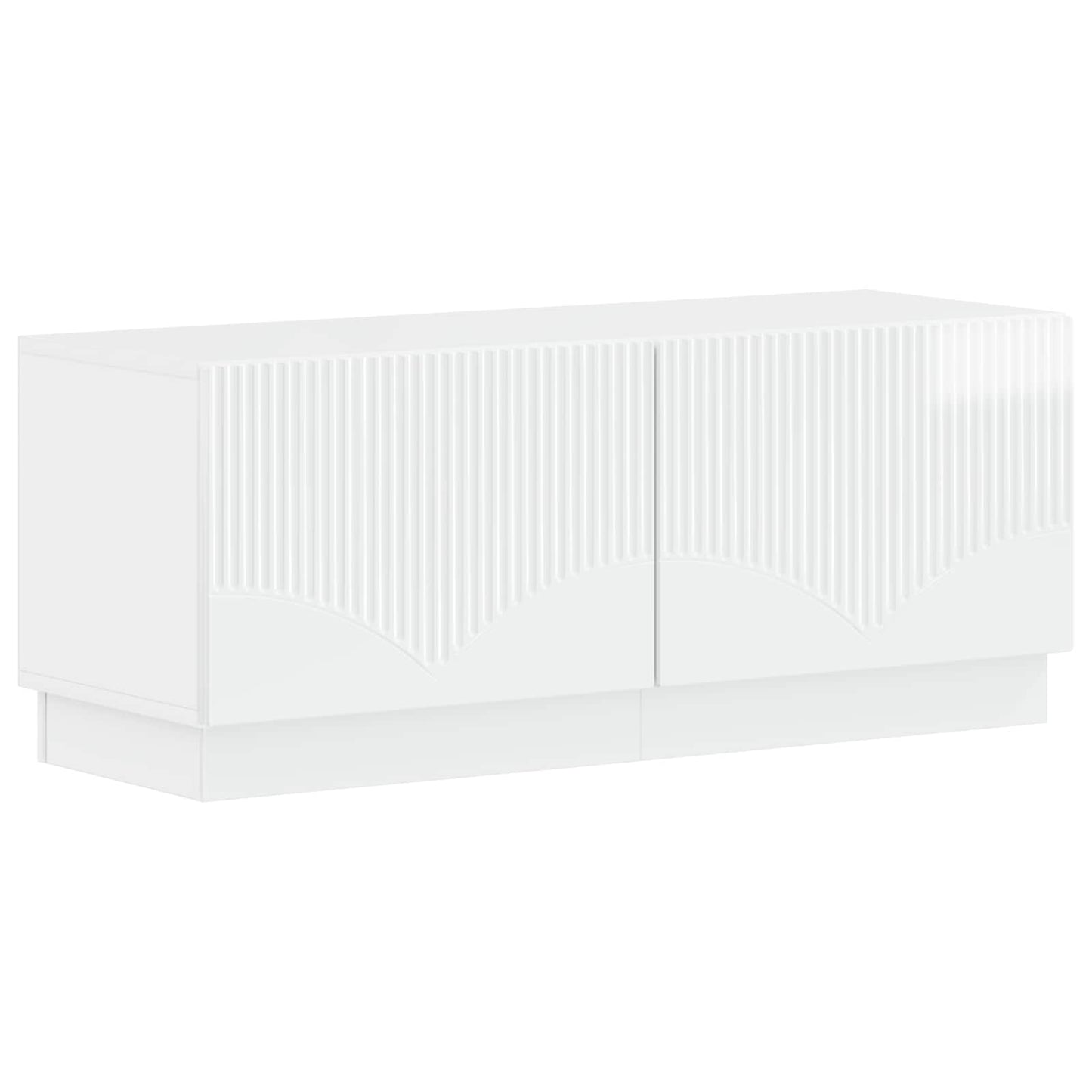 5 Piece LED TV Cabinet High Gloss White Engineered Wood