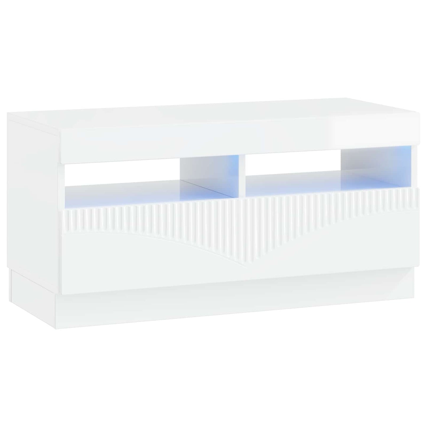5 Piece LED TV Cabinet High Gloss White Engineered Wood