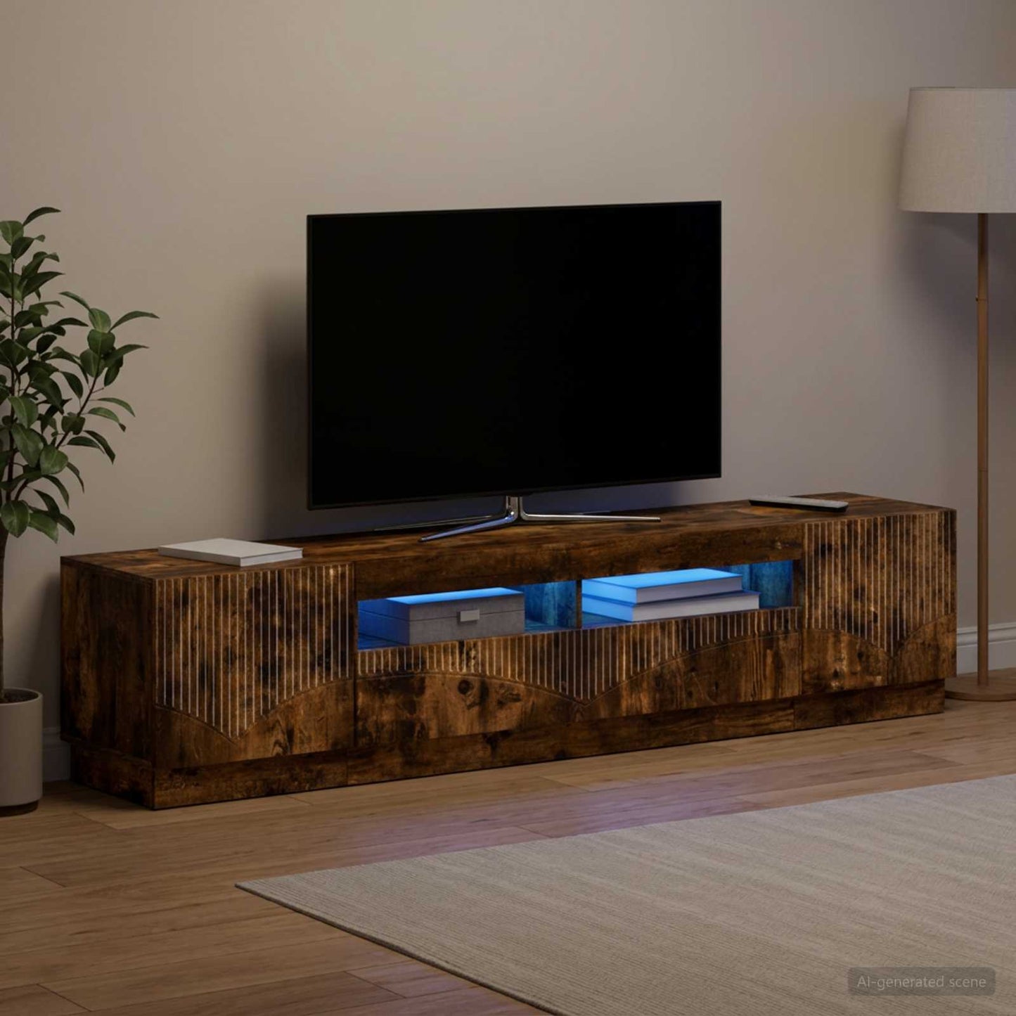 5 Piece LED TV Cabinet Smoked Oak Engineered Wood