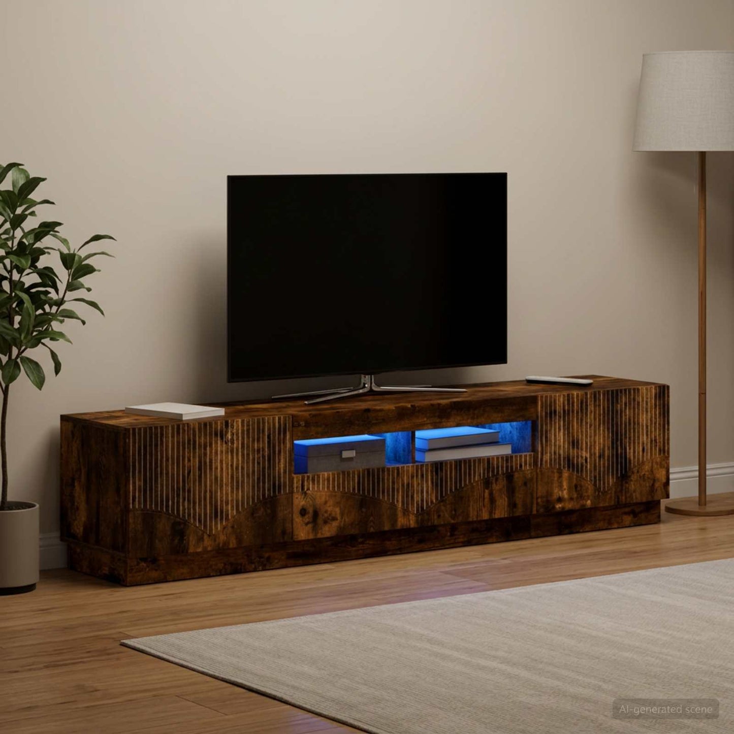 5 Piece LED TV Cabinet Smoked Oak Engineered Wood