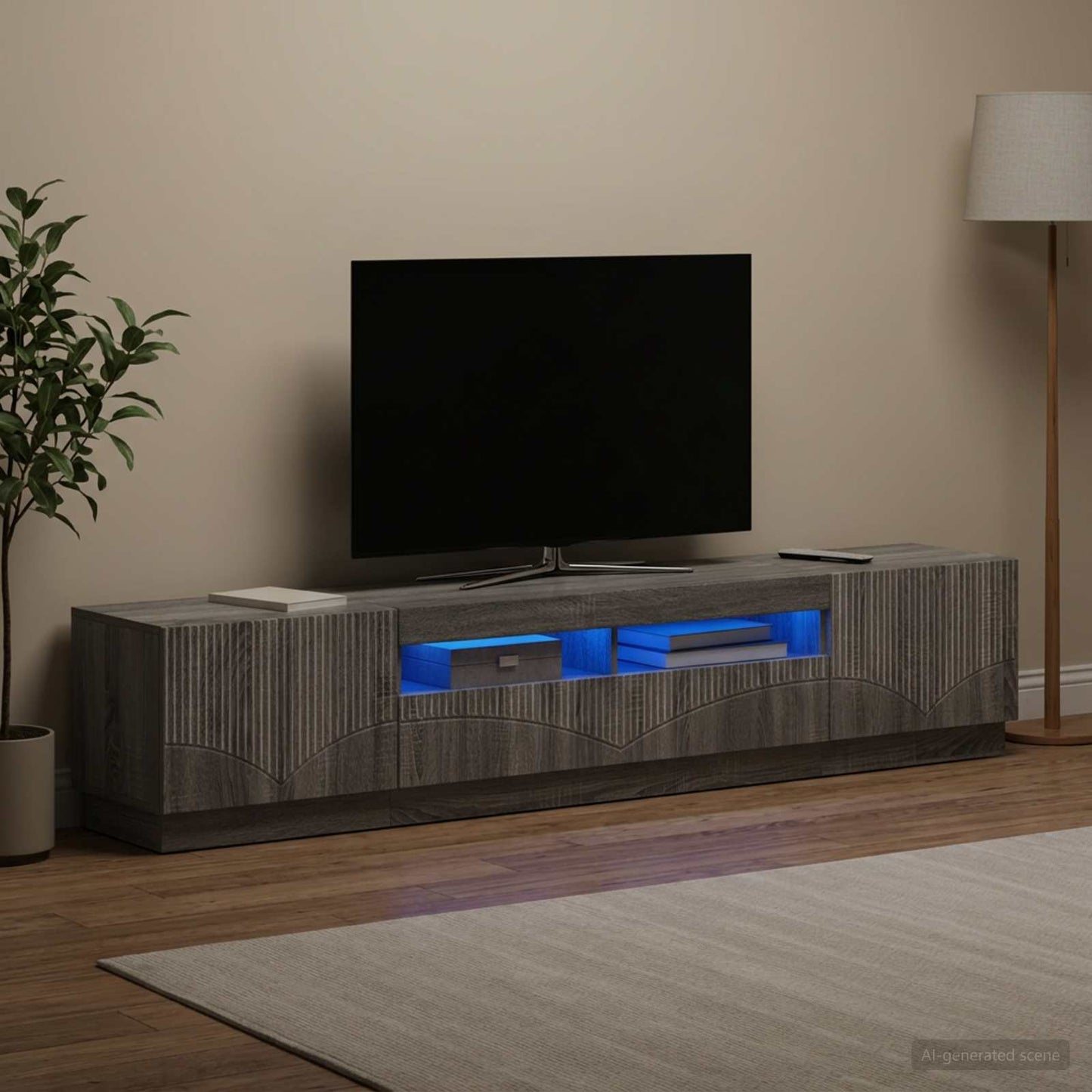 5 Piece LED TV Cabinet Grey Sonoma Engineered Wood