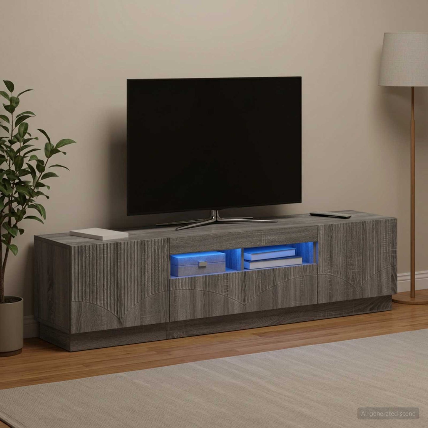 5 Piece LED TV Cabinet Grey Sonoma Engineered Wood