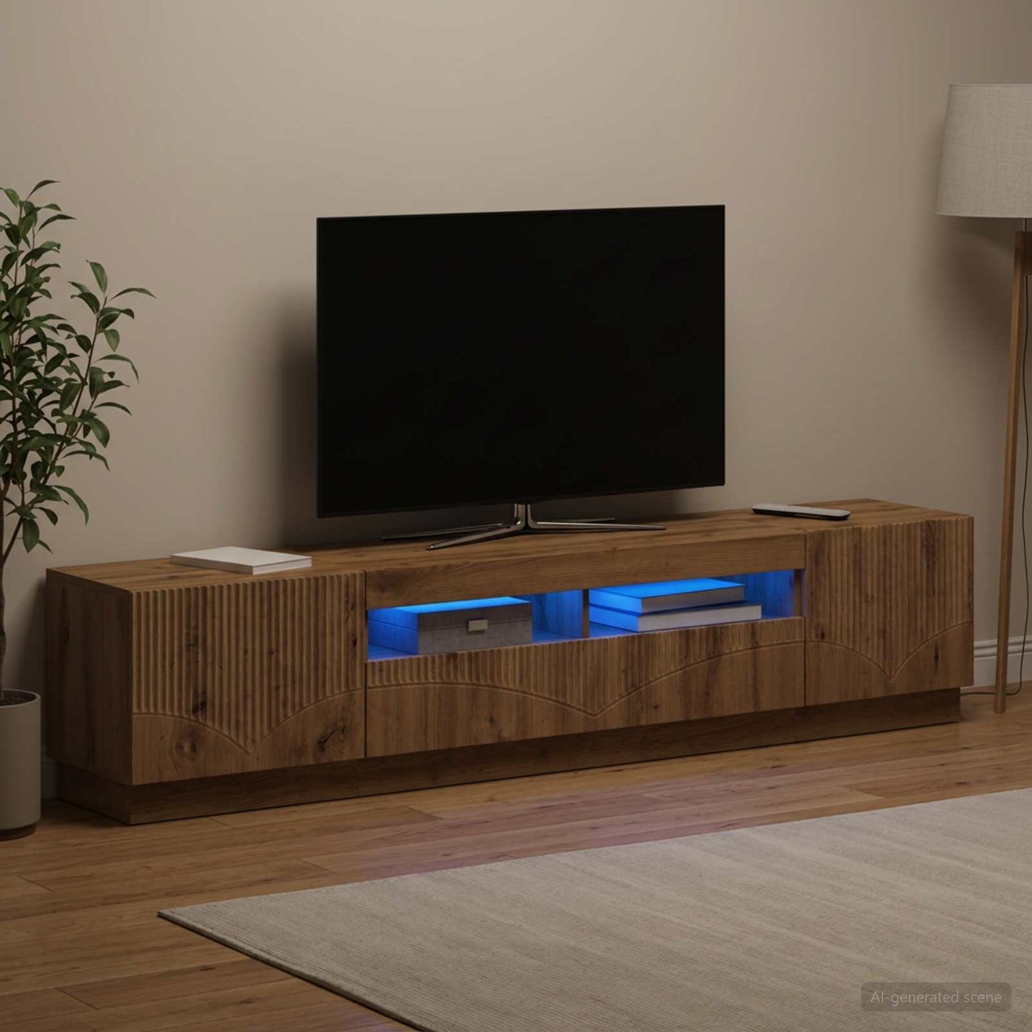 5 Piece LED TV Cabinet Artisan Oak Engineered Wood
