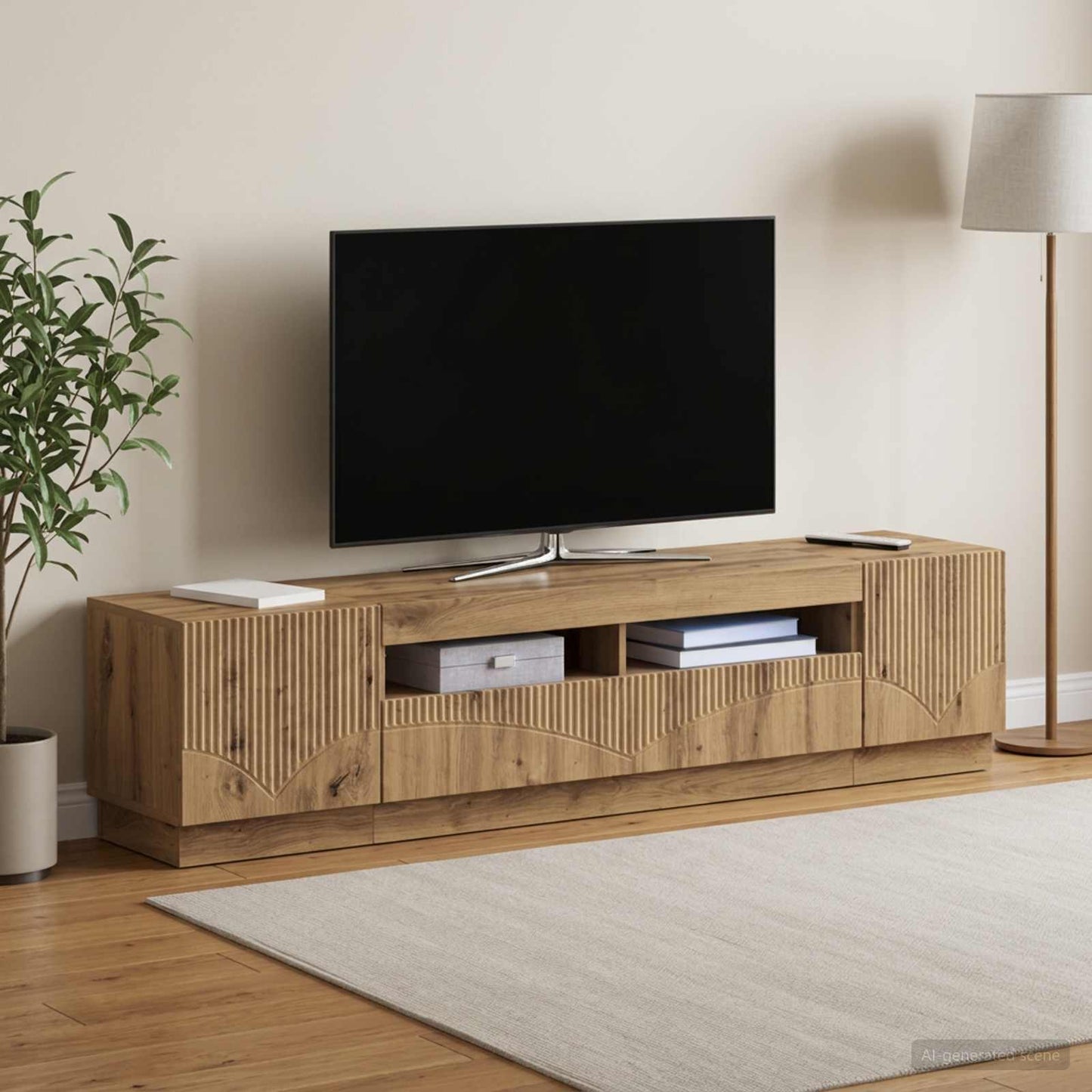 5 Piece LED TV Cabinet Artisan Oak Engineered Wood
