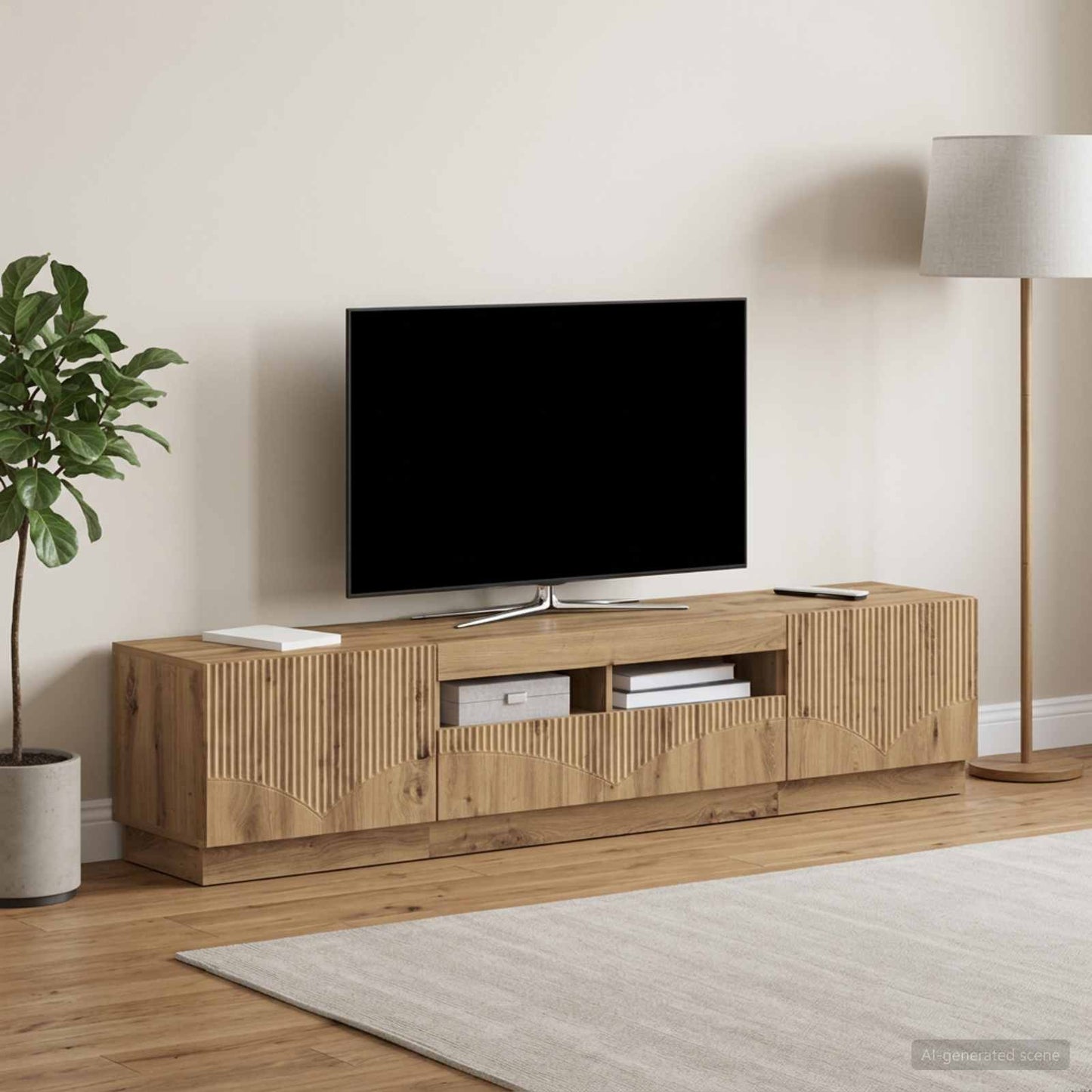 5 Piece LED TV Cabinet Artisan Oak Engineered Wood