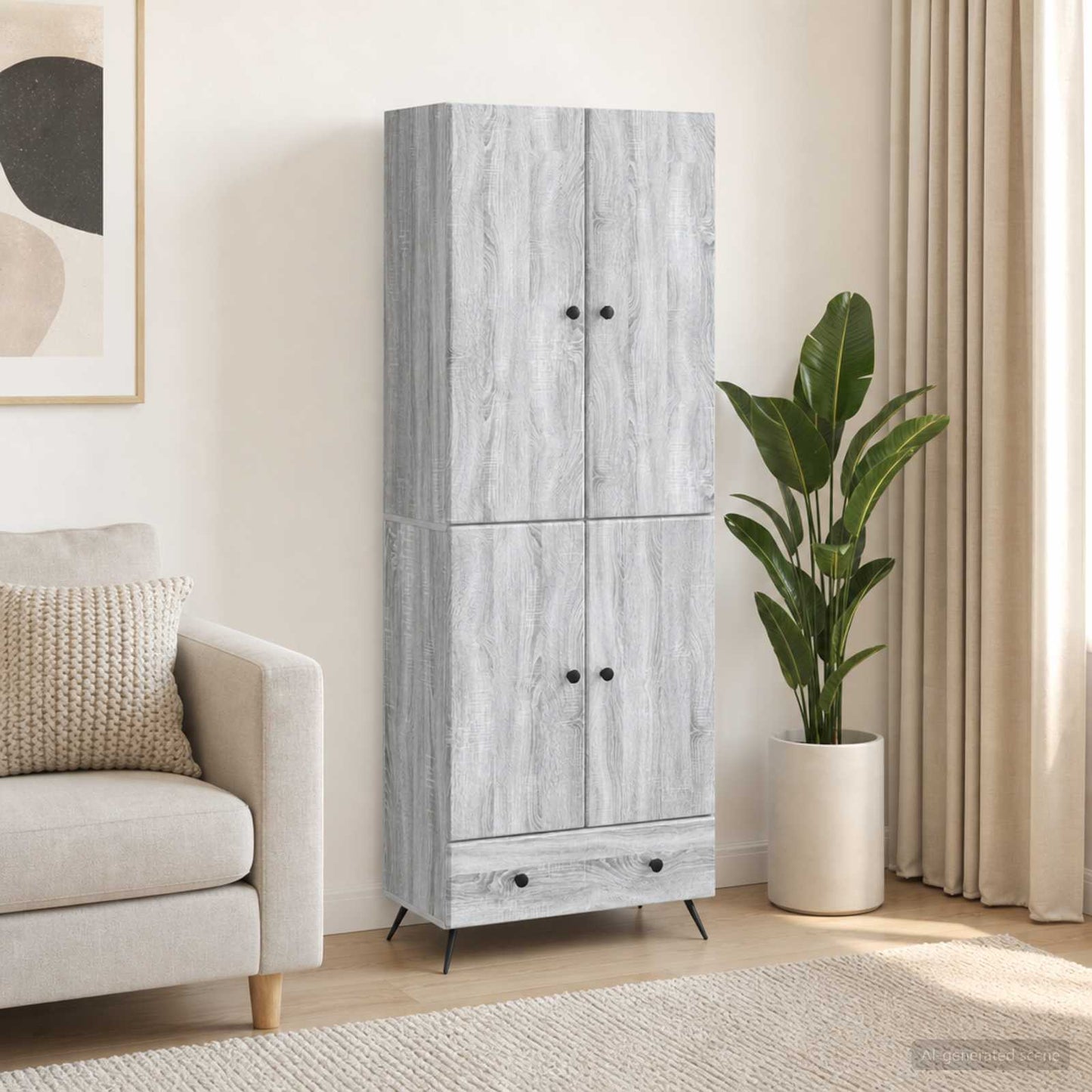 Cabinet Set 2 pcs Grey Sonoma Engineered Wood