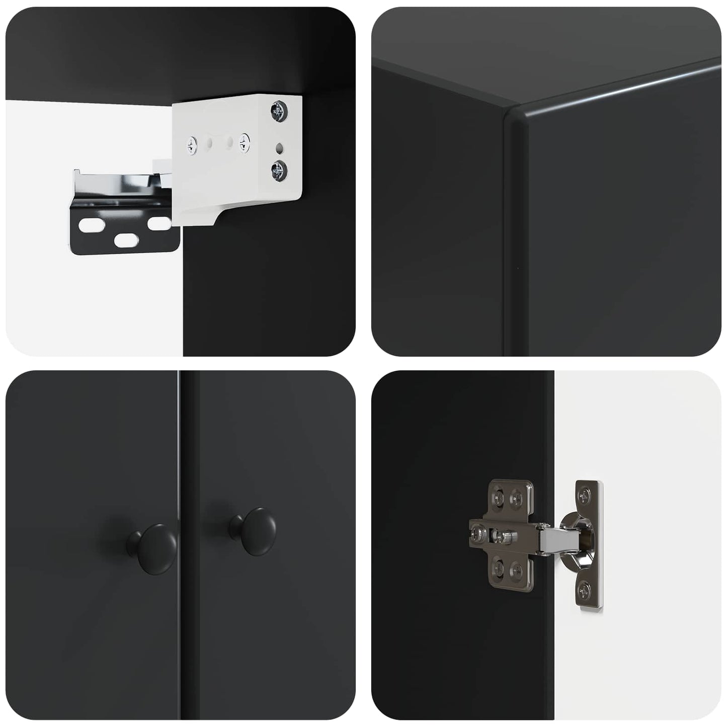 Cabinet Set 2 pcs Black Engineered Wood