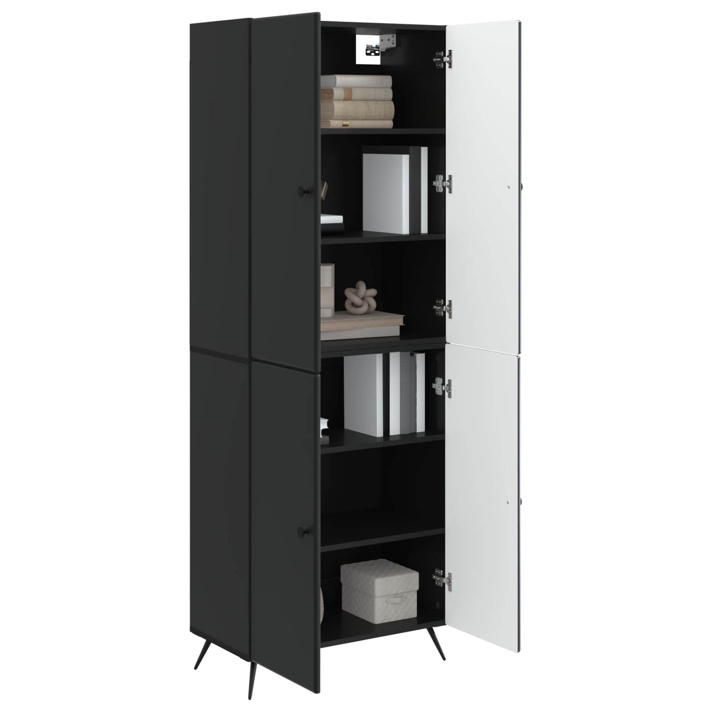 Cabinet Set 2 pcs Black Engineered Wood