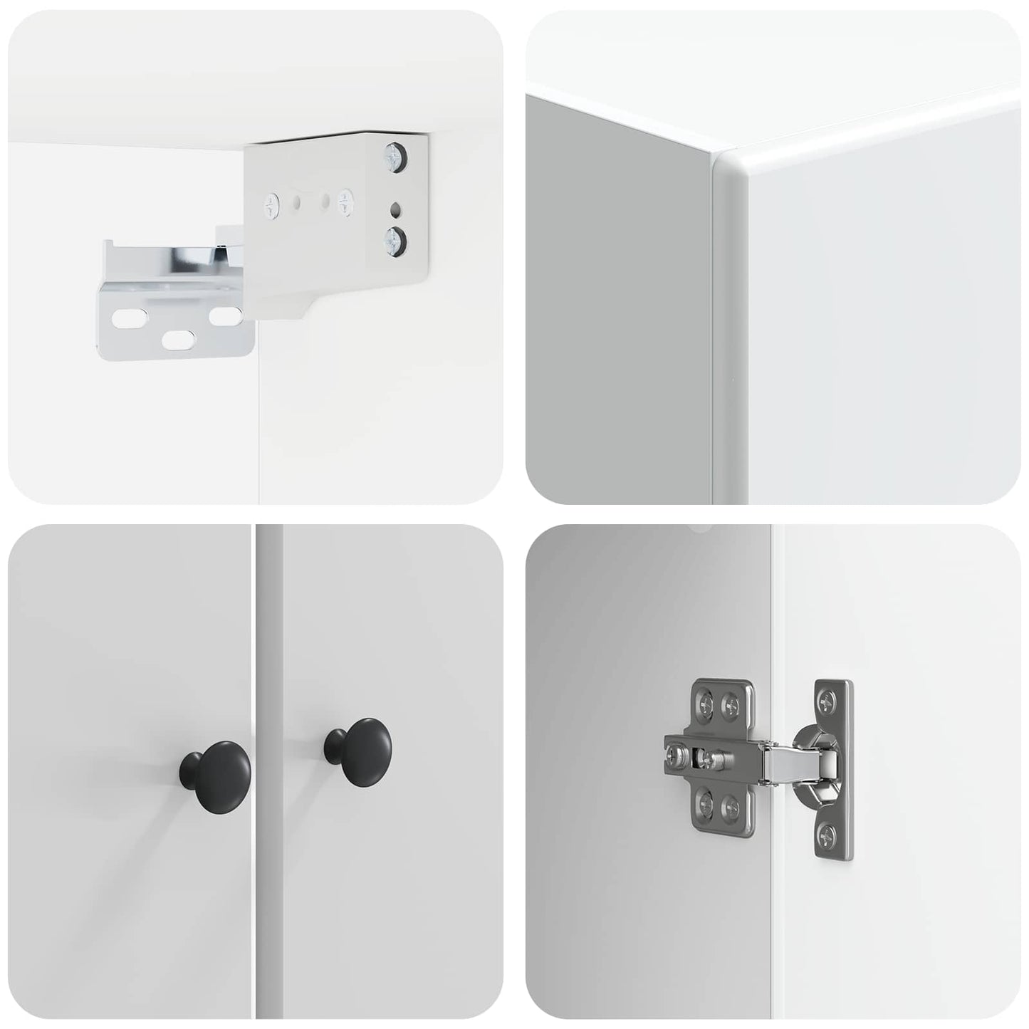 Cabinet Set 2 pcs High Gloss White Engineered Wood