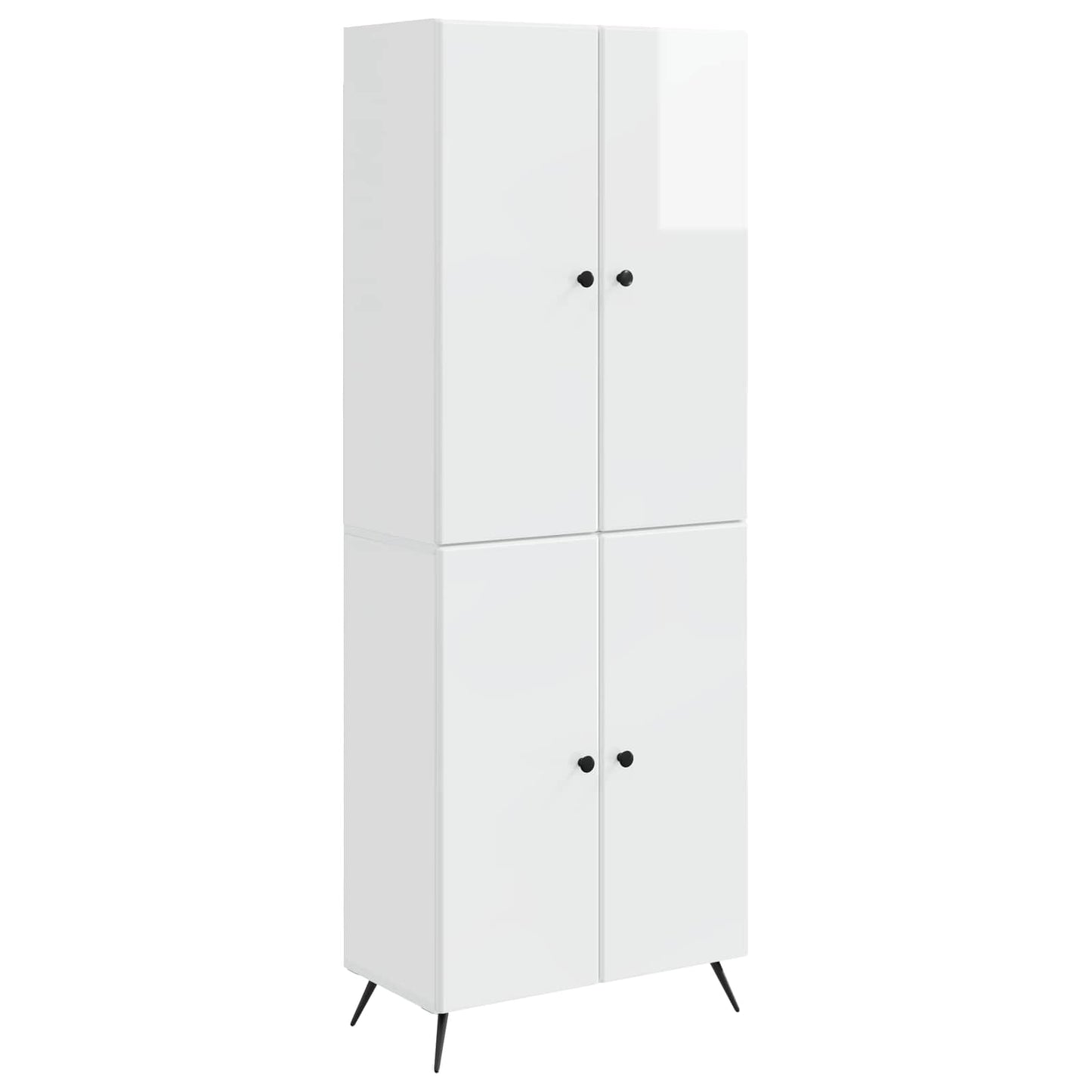 Cabinet Set 2 pcs High Gloss White Engineered Wood