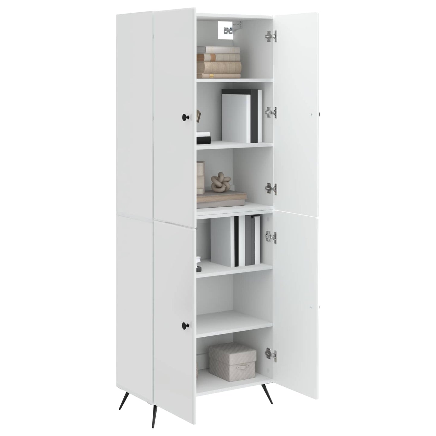 Cabinet Set 2 pcs High Gloss White Engineered Wood