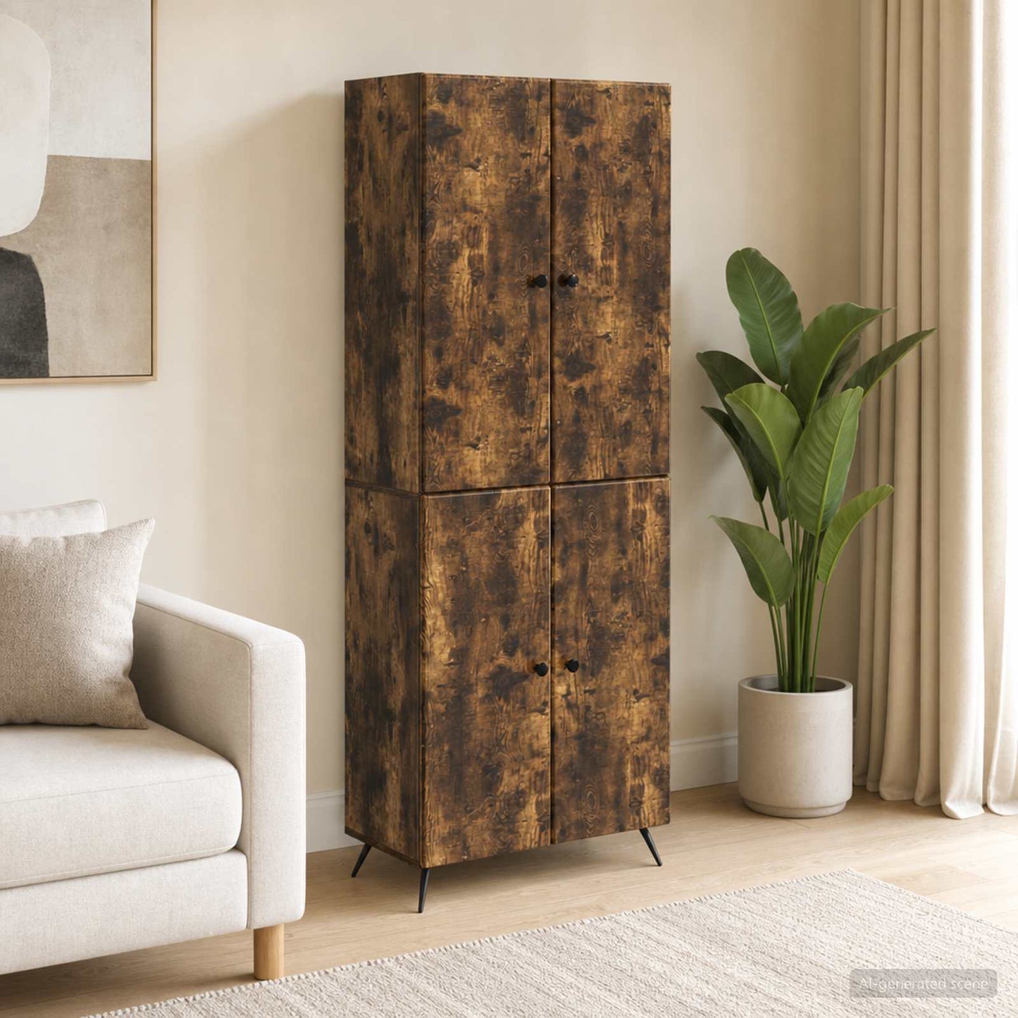 Cabinet Set 2 pcs Smoked Oak Engineered Wood