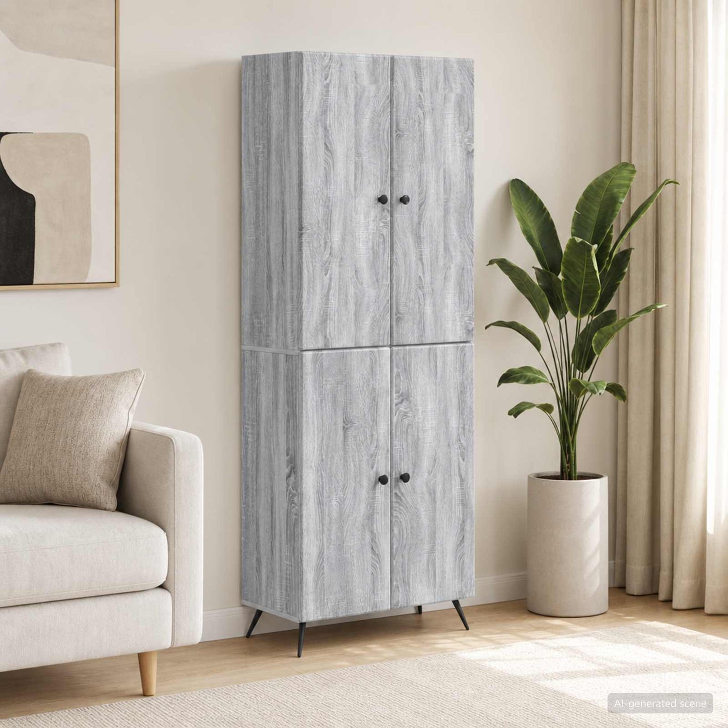 Cabinet Set 2 pcs Grey Sonoma Engineered Wood