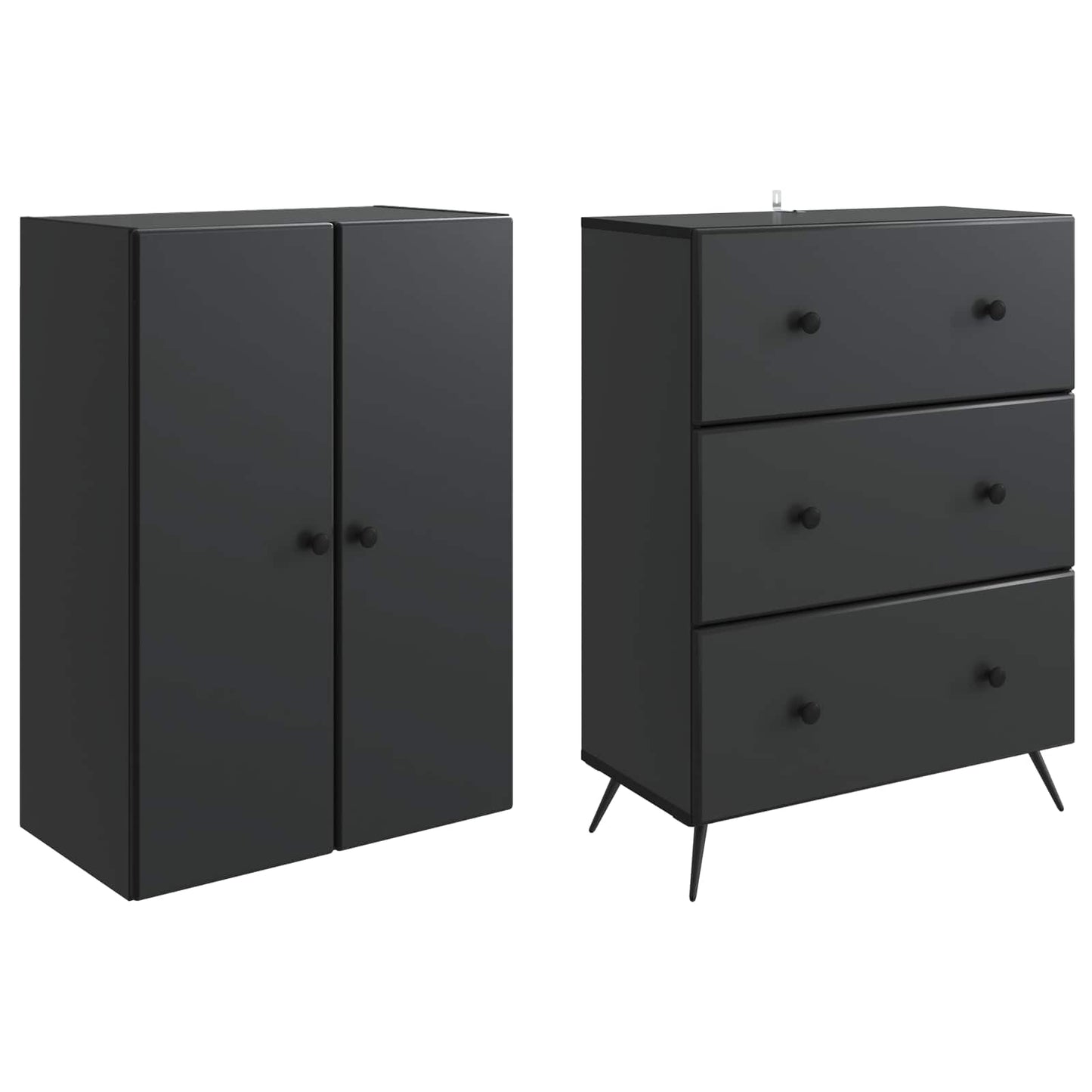 Cabinet Set 2 pcs Black 66 x 34.5 x 90 cm Engineered Wood