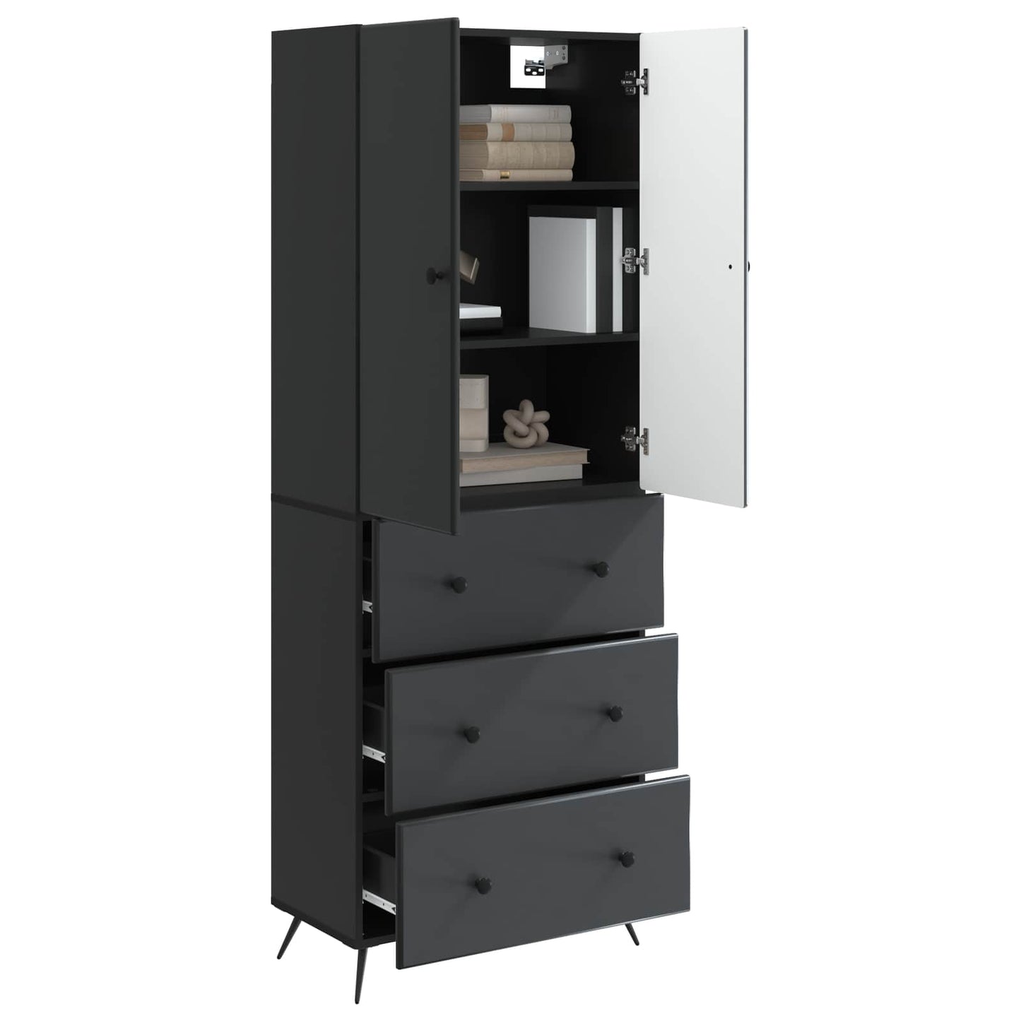 Cabinet Set 2 pcs Black 66 x 34.5 x 90 cm Engineered Wood
