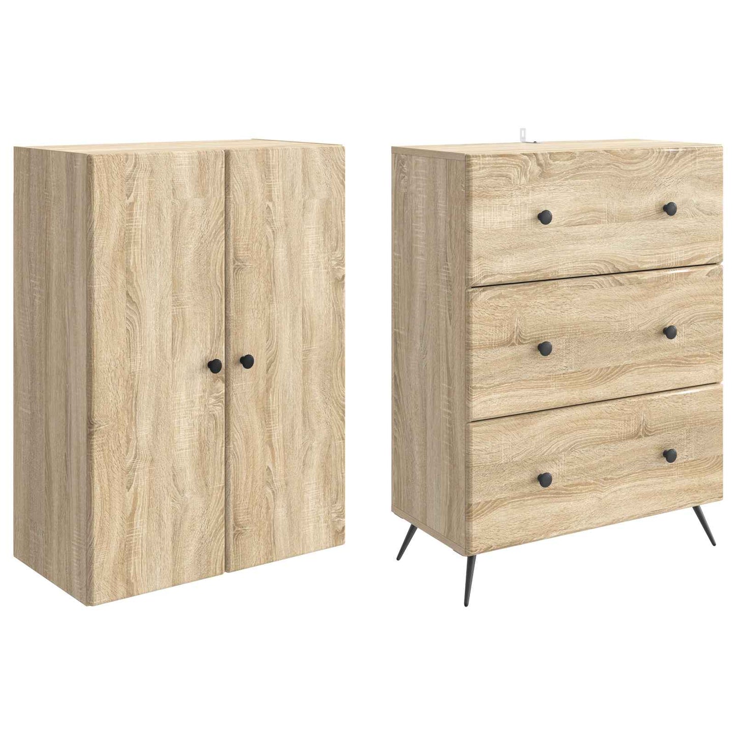 Cabinet Set 2 pcs 66 x 34.5 x 90 cm Engineered Wood Sonoma Oak