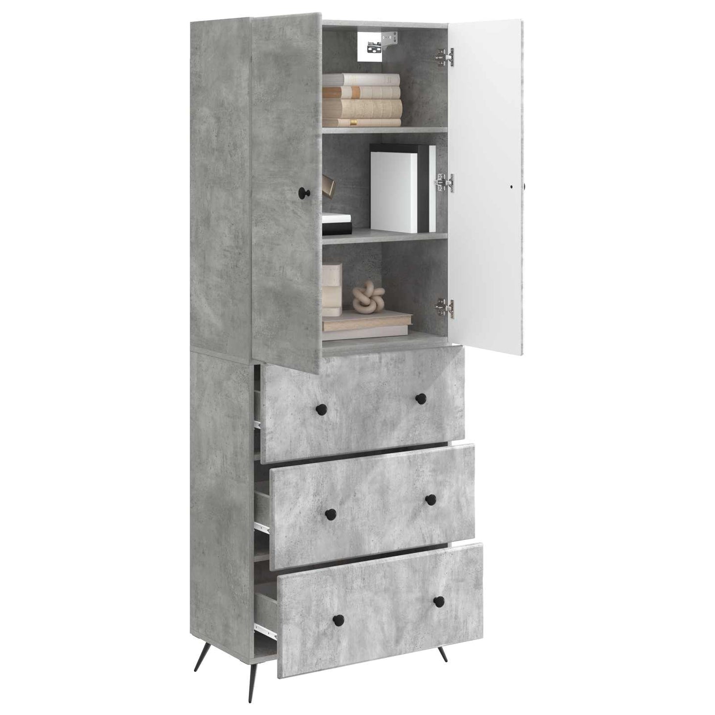 Cabinet Set 2 pcs Concrete Grey 66 x 34.5 x 90 cm