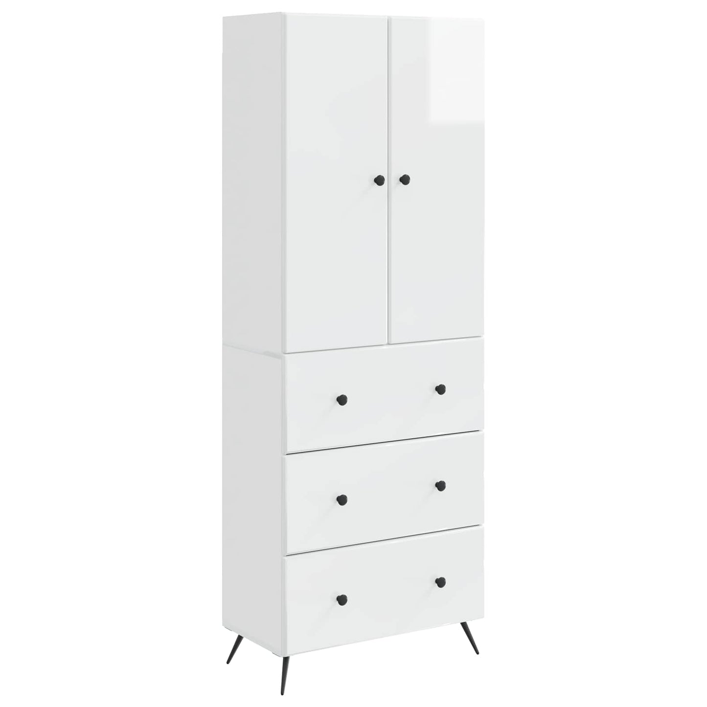 Cabinet Set 2 pcs High Gloss White 66 x 34.5 x 90 cm