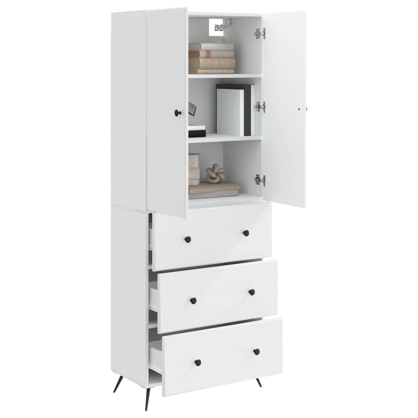 Cabinet Set 2 pcs High Gloss White 66 x 34.5 x 90 cm