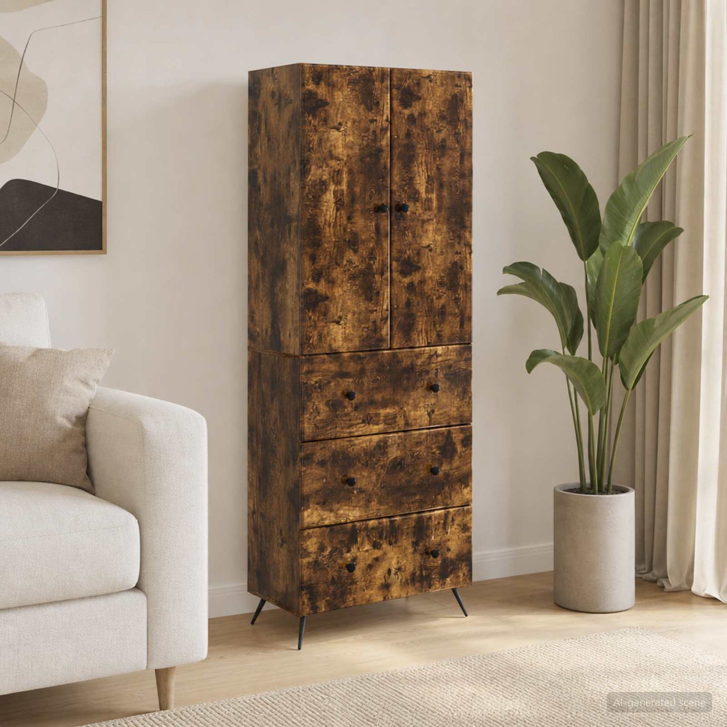 Cabinet Set 2 pcs Smoked Oak 66 x 34.5 x 90 cm Engineered Wood